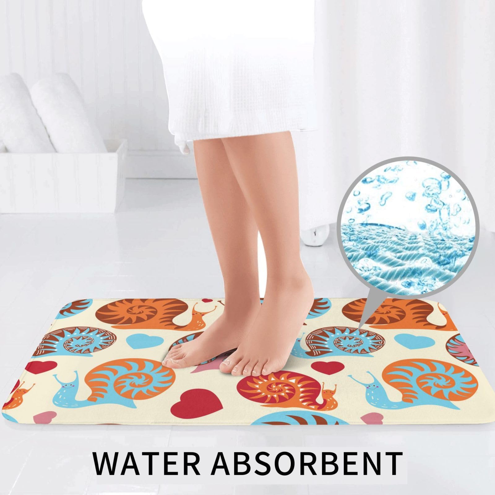 Set di 3 tappetini da bagno con motivo lumaca, in flanella, morbido, antiscivolo, con coperchio, decorazione per la casa