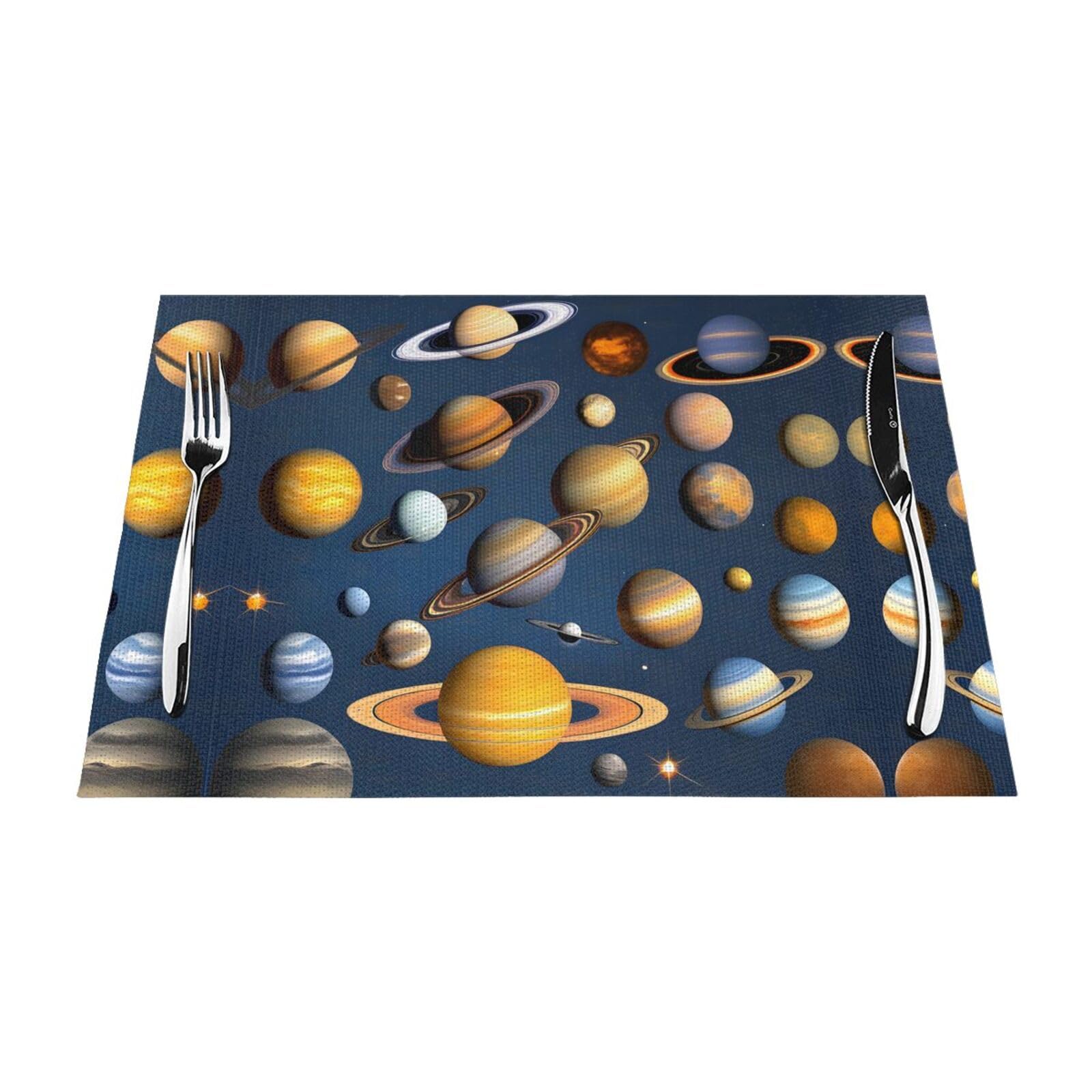 Set de table système solaire rectangle en tissu lot de 6