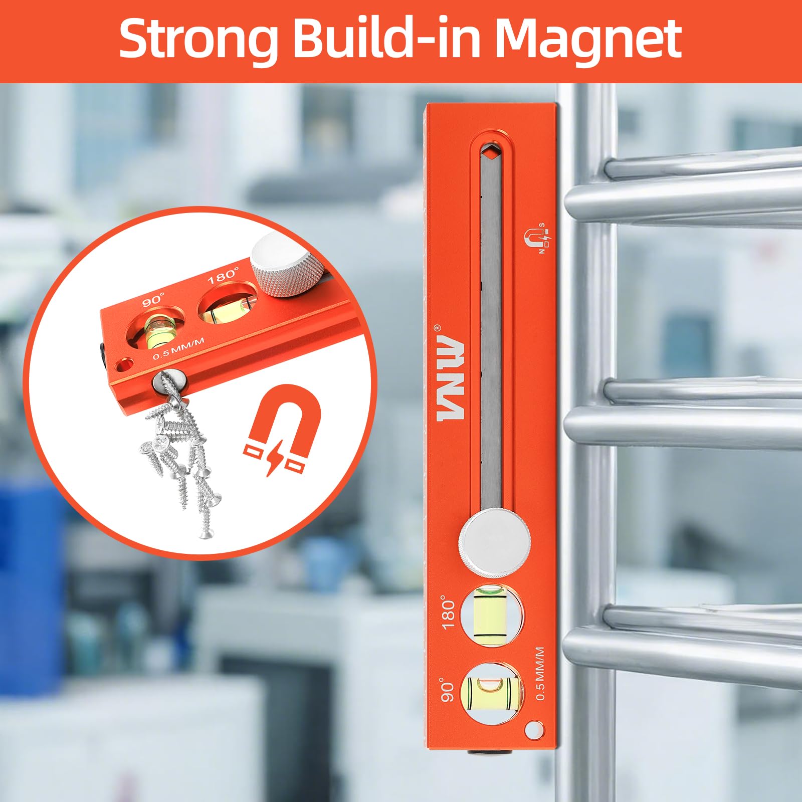 7" Aluminum Torpedo Level - Sliding Ruler & Magnetic Base -2