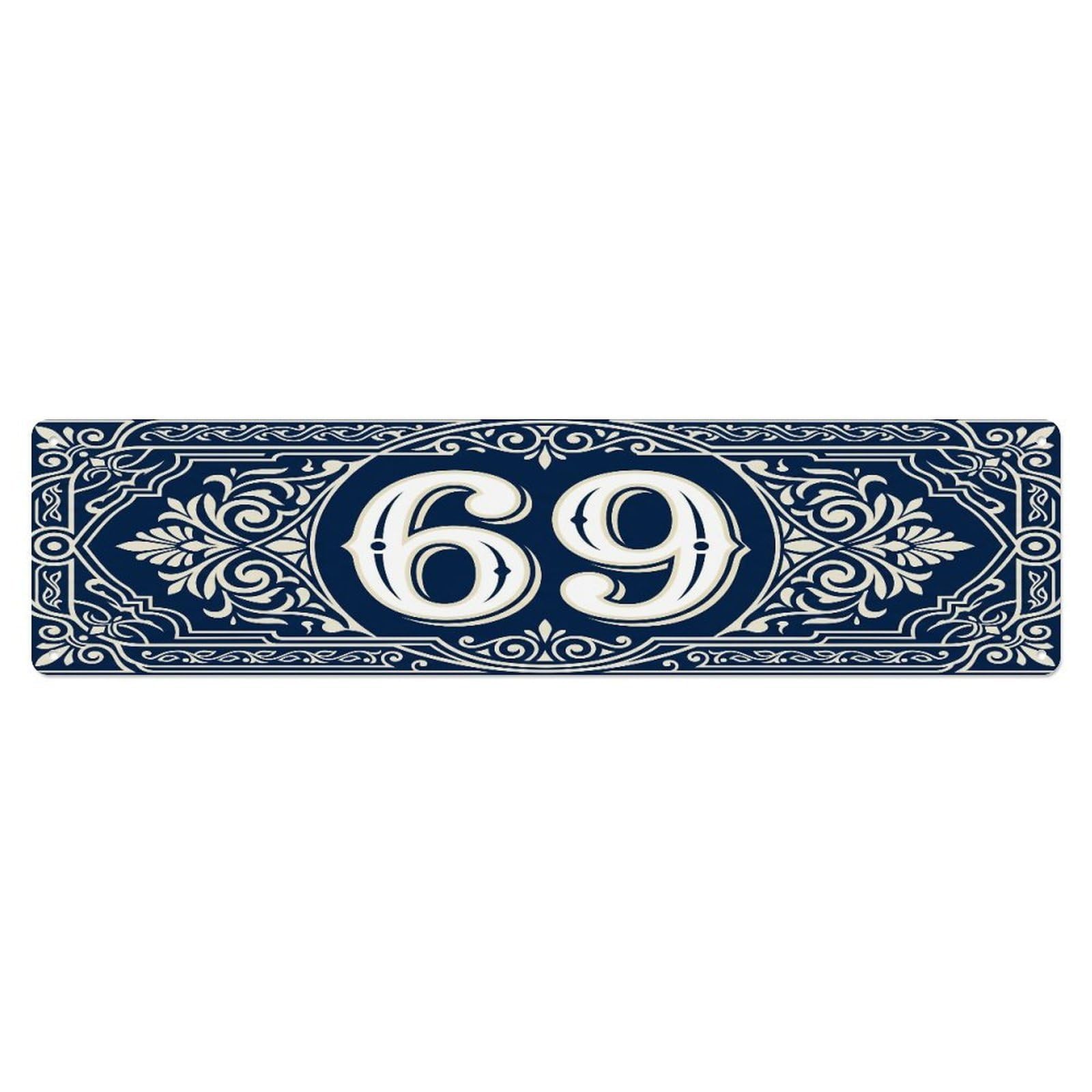 Fqcyn Style Metal Tin Sign Vintage House Door Number 69