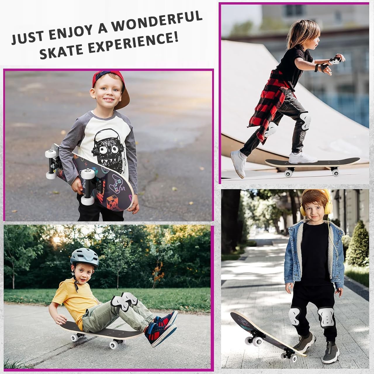 ERNAN Skateboard,17“ pour Fille/Garçon Débutant,T-Tool Inclus