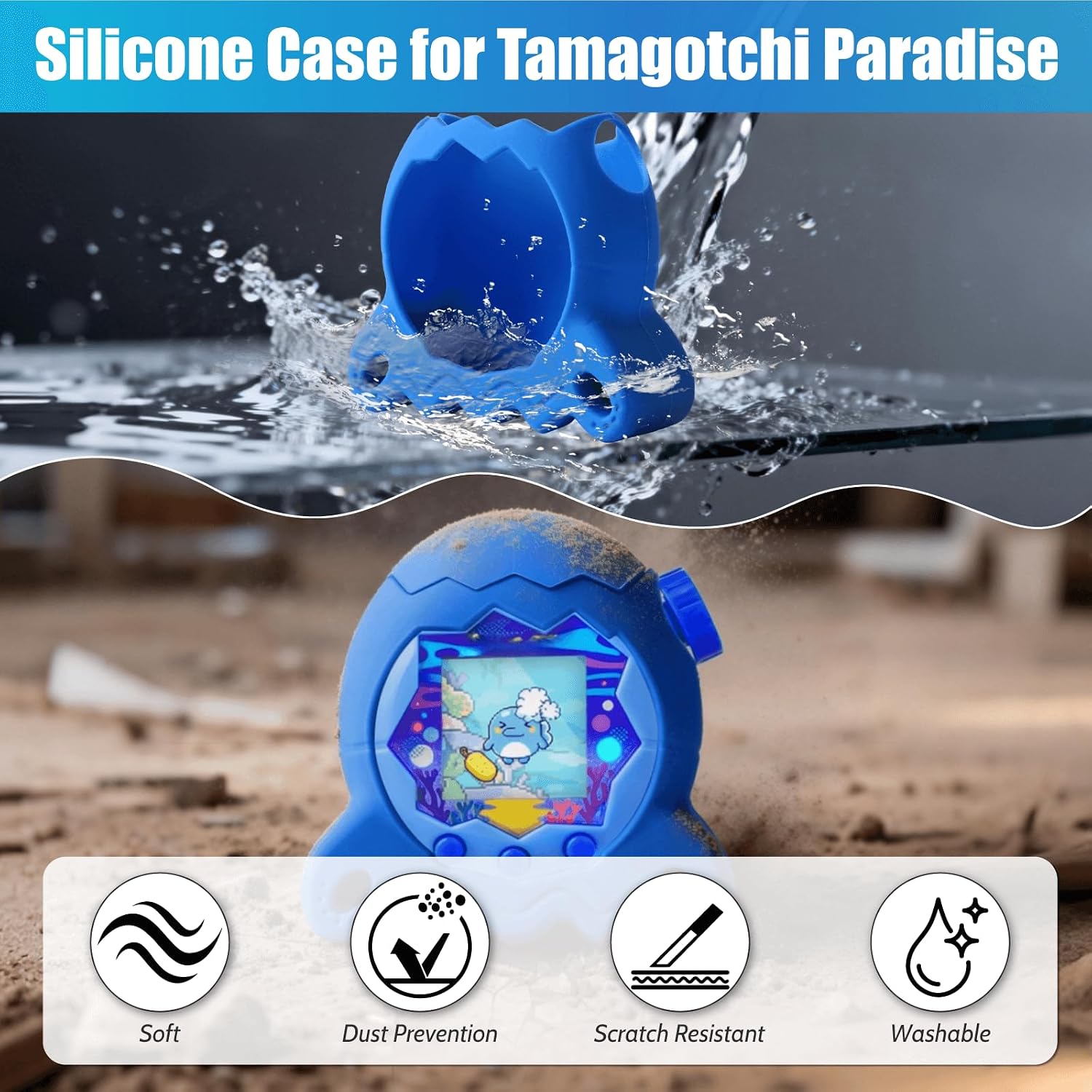 Silicone Protective Case Compatible with Tamagotchi Paradise(Blue) image 2