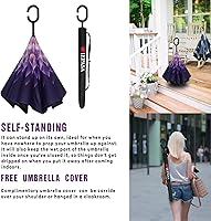 Vista 148 de SIEPASA Paraguas invertido invertido de 49/56 pulgadas, doble toldo extra grande, ventilado, resistente al viento, impermeable, paraguas de golf