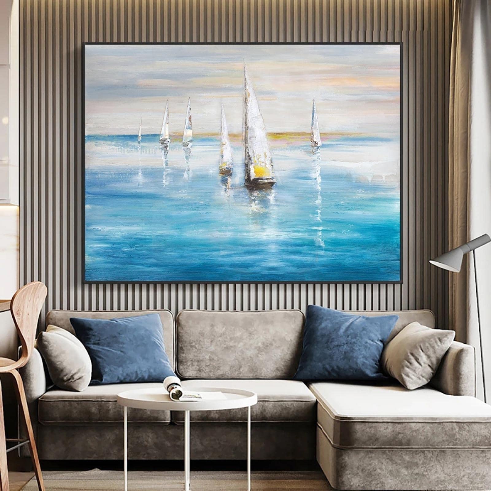 Quadro su Vetro Paesaggio Barche A Vela Nautico Stampe da Parete in Vetro 140x50cm Quadri Moderni Soggiorno Camera da Letto 1 pezzo Grandi XXL Decorazione Murale Wall Art Immagini GAB140x50-5413