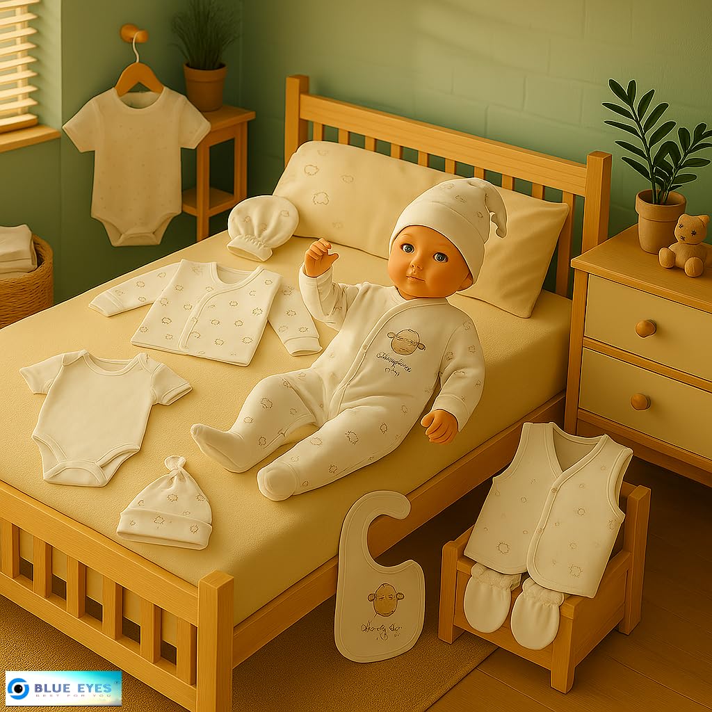 Set de regalo para recién nacidos, 100 % algodón natural, equipamiento básico unisex, ropa de regalo, equipamiento para bebés de 0 a 4 meses (crudo)