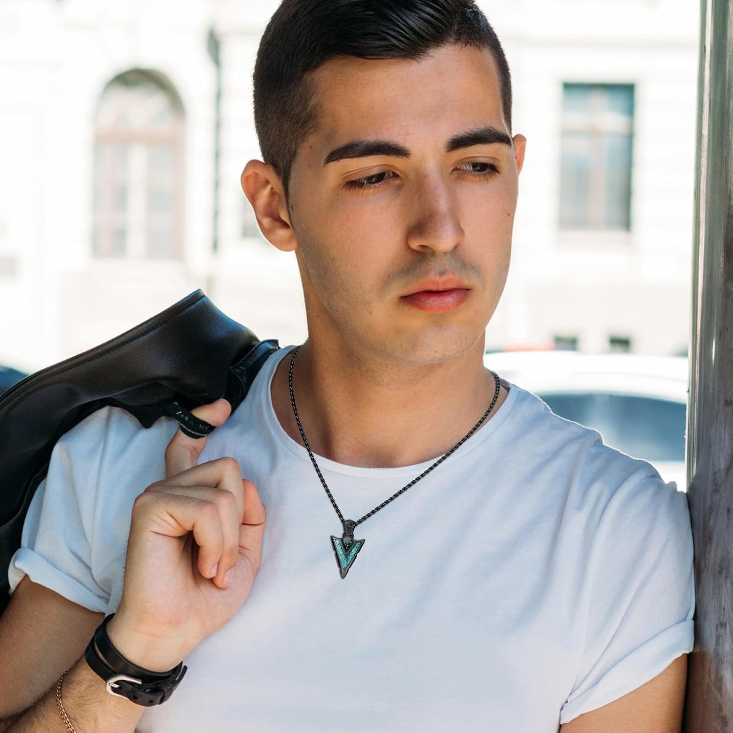 Arrowhead Necklace for Men Women 925 Sterling Silver Turquoise Malachite Celtic/Eye of Horus/Viking Arrow Pendant Amulet Jewelry Gifts Native American Necklace - Image 4