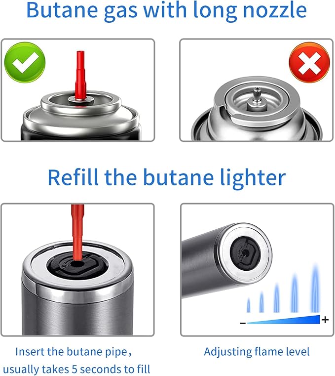 Encendedor Largo Recargable Butano Antiviento Flexible miniatura 5