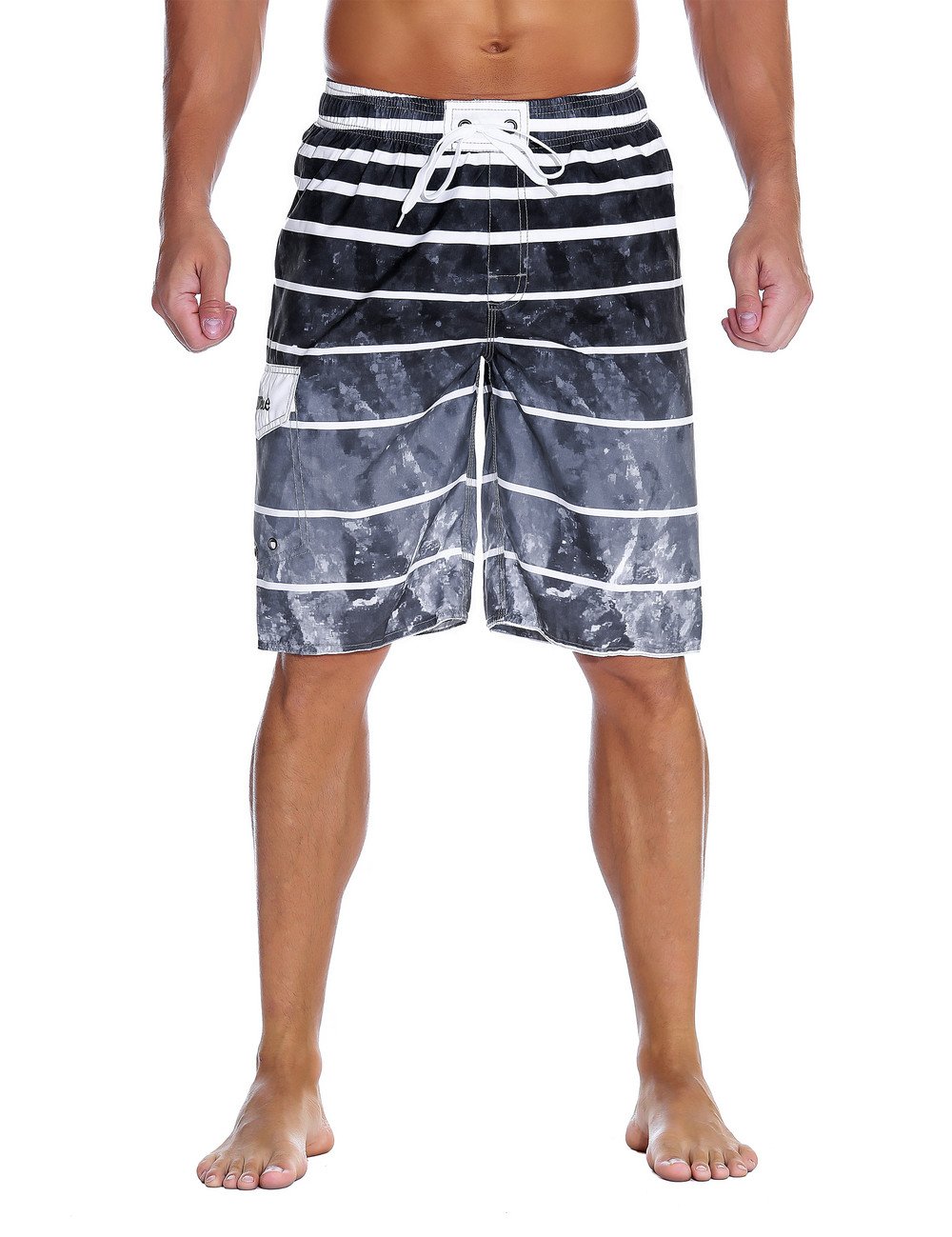 Nonwe Men's Beachwear Summer Holiday Swim Trunks Quick Dry Striped