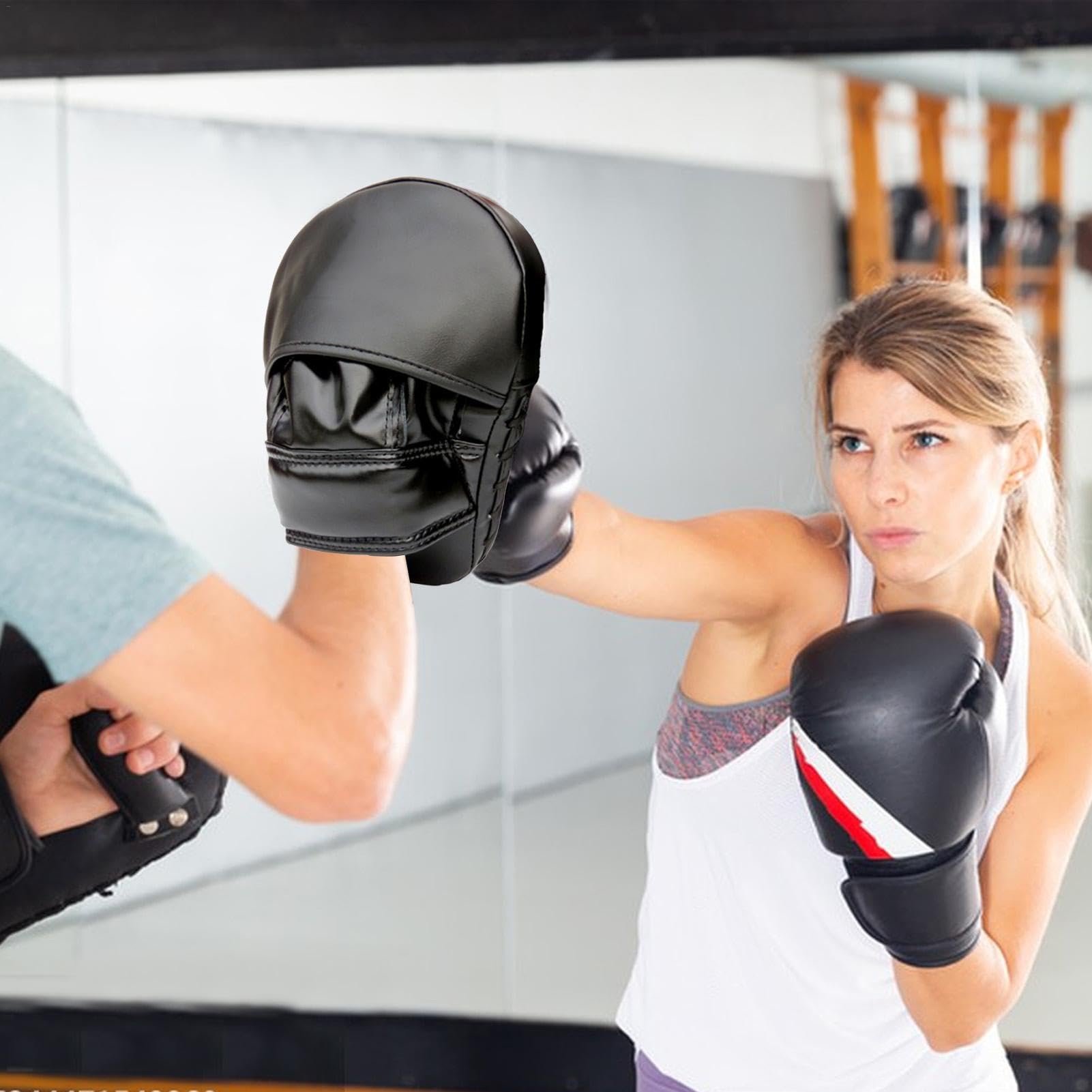 Guanti Boxe 2 Pezzi Guanti Da Messa A Fuoco Curvi - Guanti E Cuscinetti Boxe - Guanti Da Boxe Muay Thai | Per MMA, Kickboxing, Arti Marziali - Punzonatura Imbottita, Coaching Strike Shield
