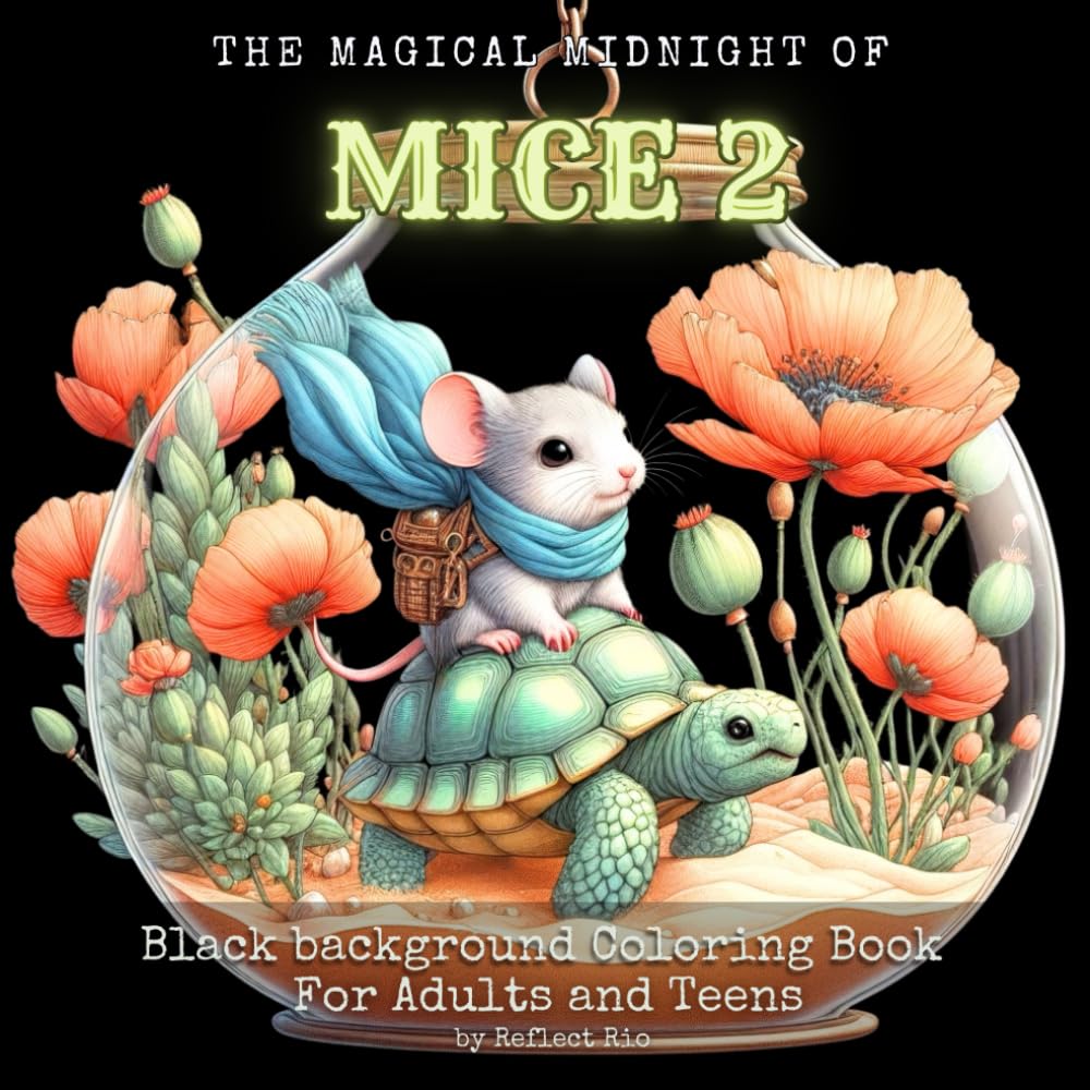 Magical Midnight Mice 2: Whimsical Mouse Adventures in Enchanted Lands – A Black Background Grayscale Coloring Book for Adults (The Magical Midnight - Black Background Coloring Book for Adults)