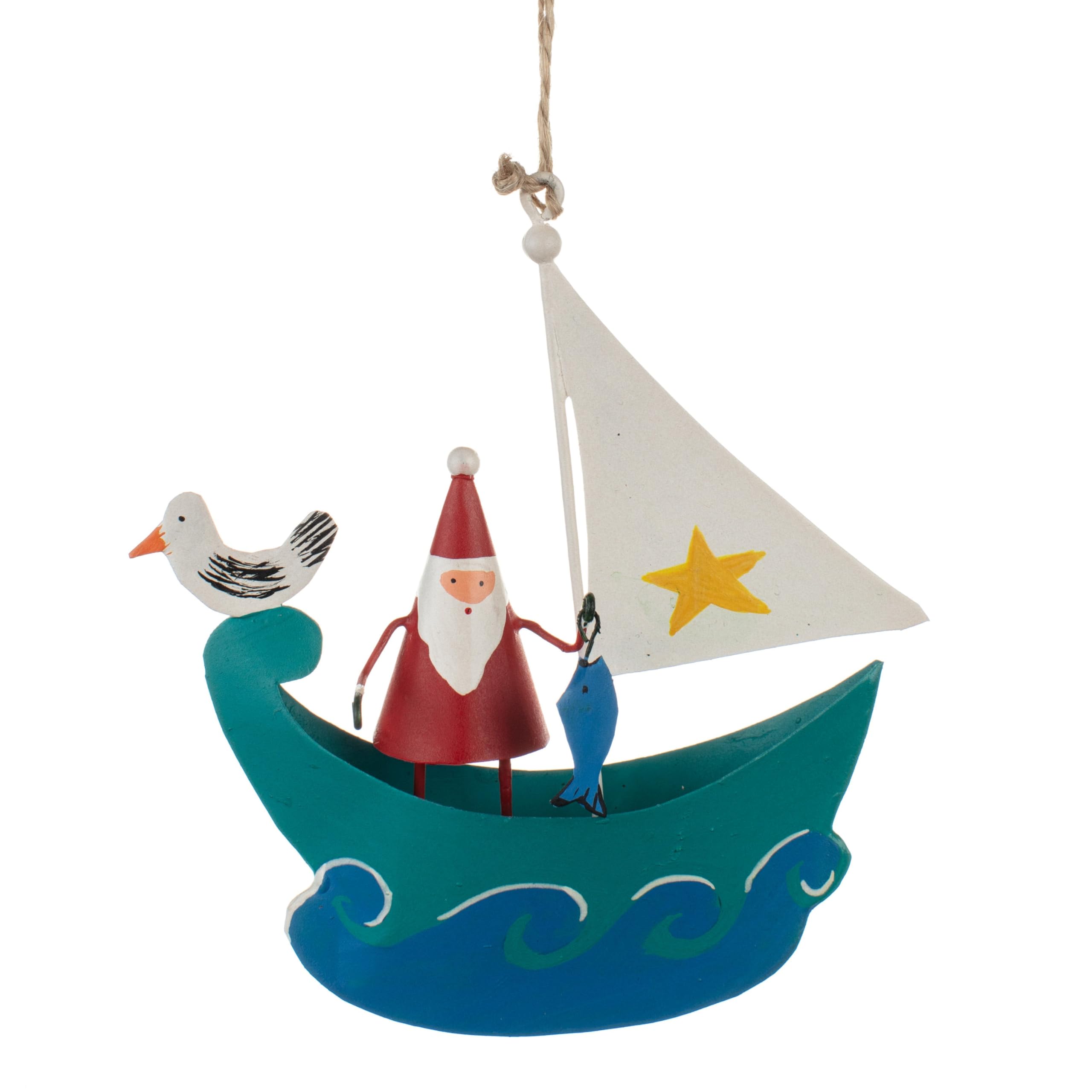 Shoeless Joe Red And Green - Christmas High Seas Santa Hanging Ornament