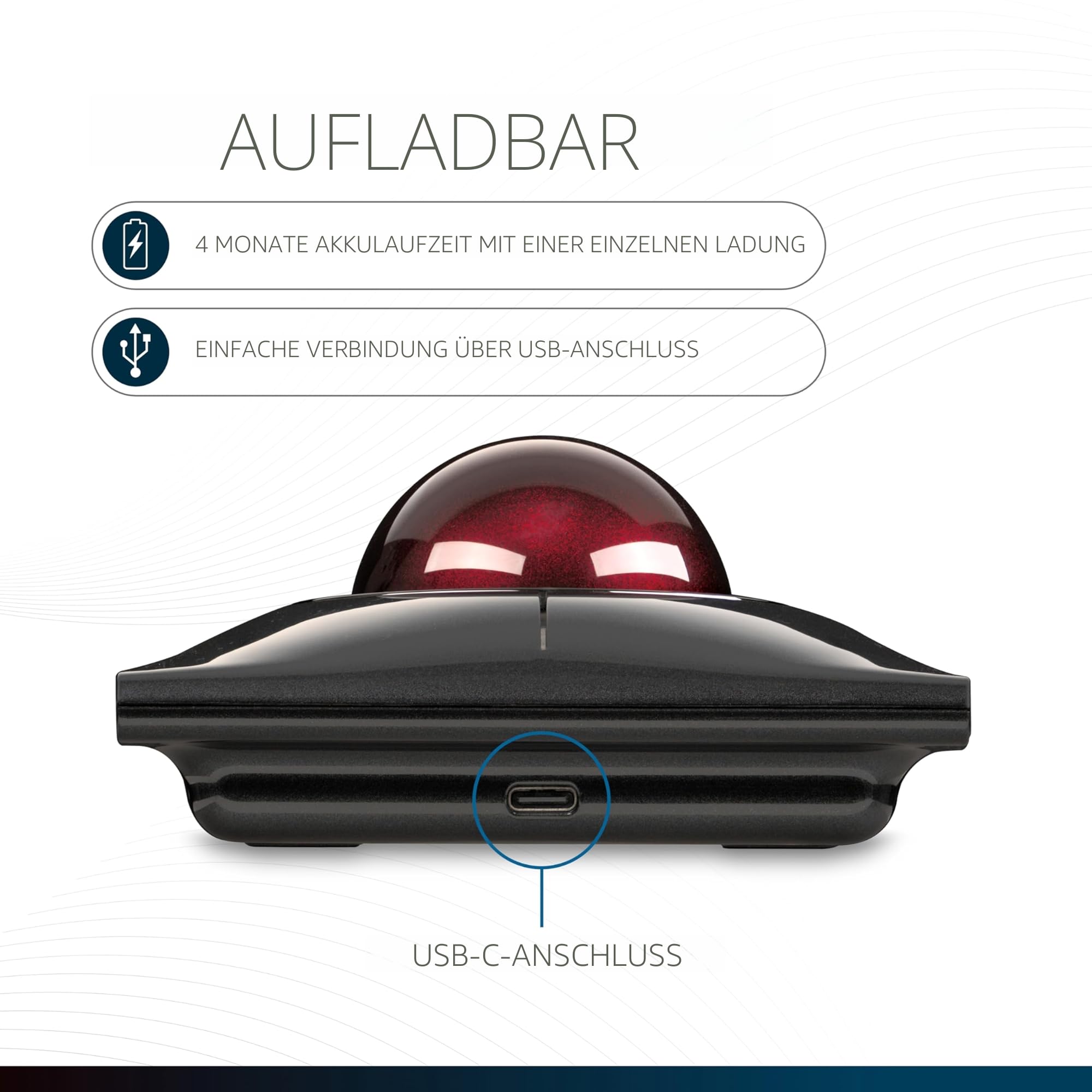 Kensington SlimBlade Pro Trackball Bluetooth Maus, Kompatibel mit Windows und macOS, PC und Laptop, Für Rechts- und Linkshänder, Optisches Tracking (K72080WW)