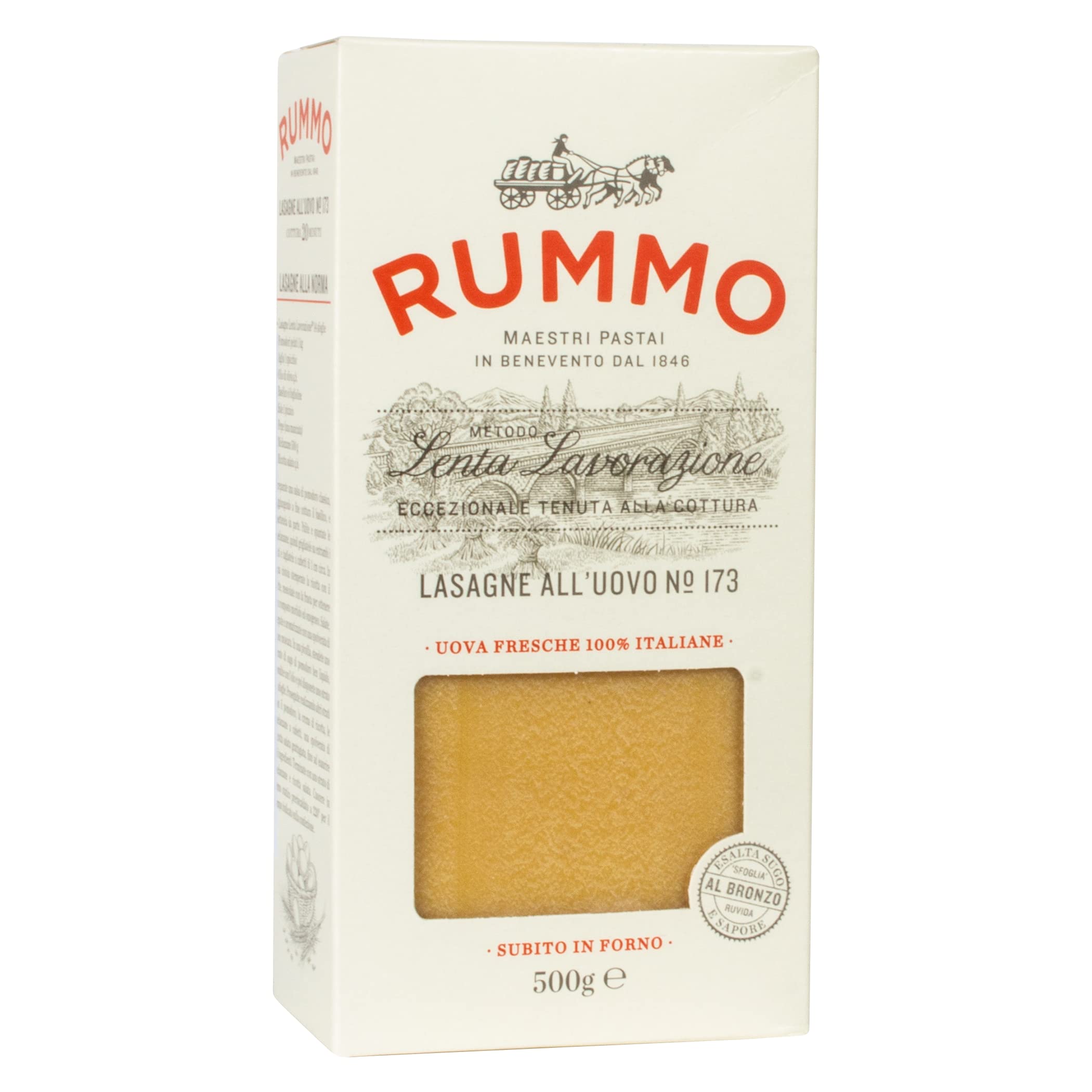 Rummo - Lasagne all'uovo n.173 Bronce Dibujado - 12 Paquetes de 500 g
