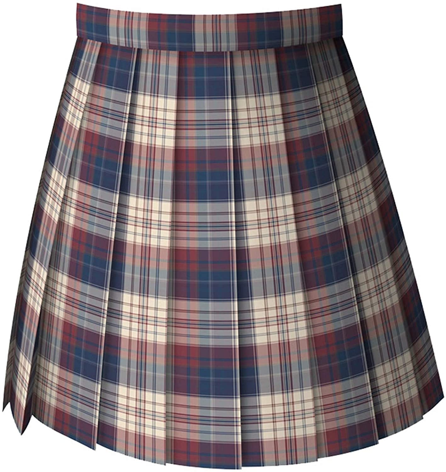 Fiables faldas plisadas para mujer, de color mezclado, elegante, cintura alta, estilo japonés, falda corta de línea A, a cuadros, uniforme de cosplay (color: longitud de la falda: 45 cm,