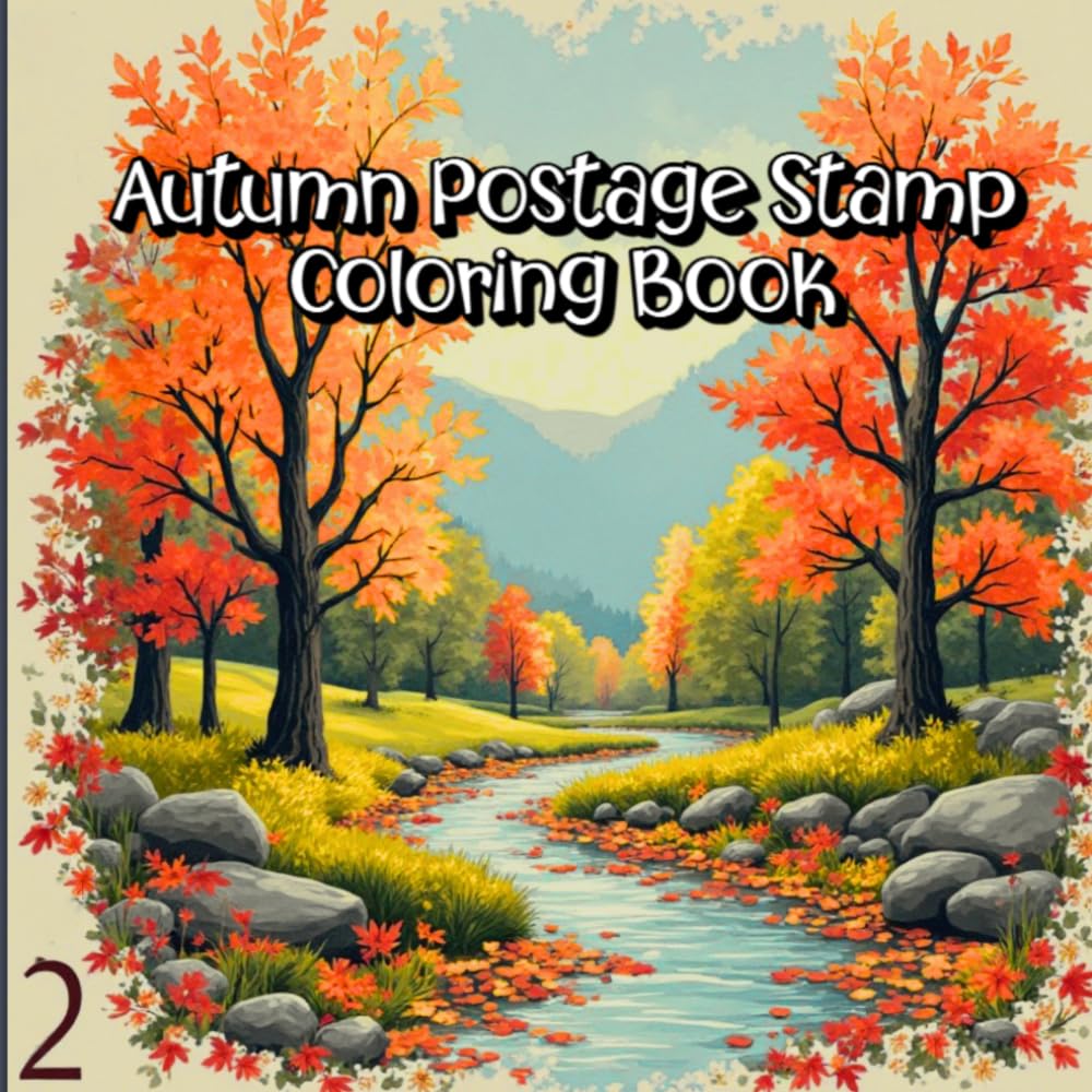 Autumn Postage Stamp Coloring Book