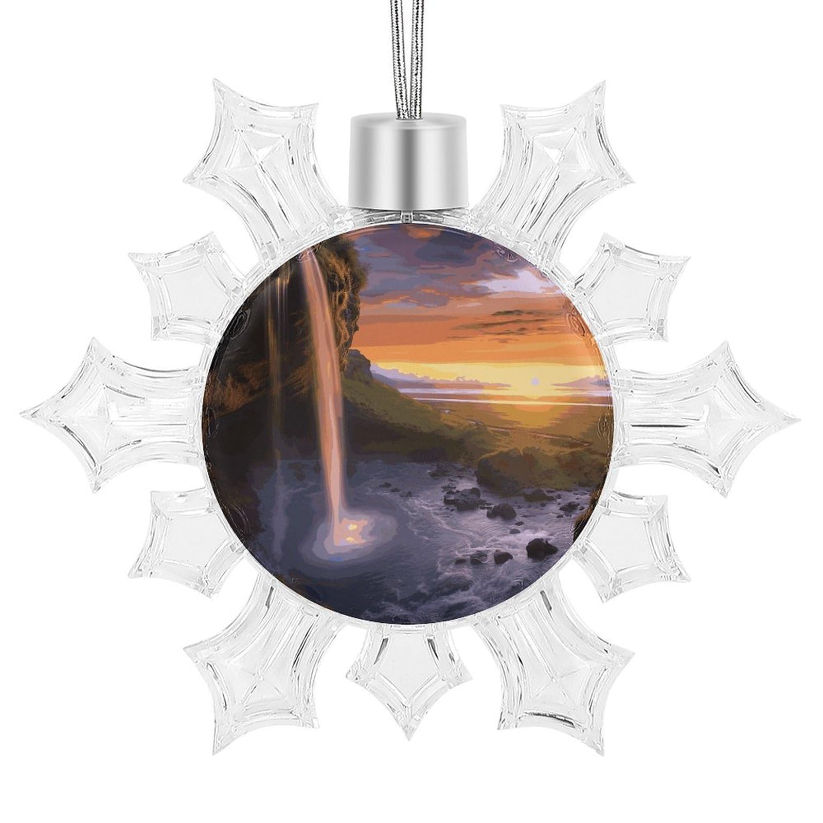 Waterfall at Sunset Snowflake Decorations,Christmas Decorations，Christmas Indoor Winter Wonderland Decor，Hanging Ornaments for Xmas Tree Winter New Year Party Supplies