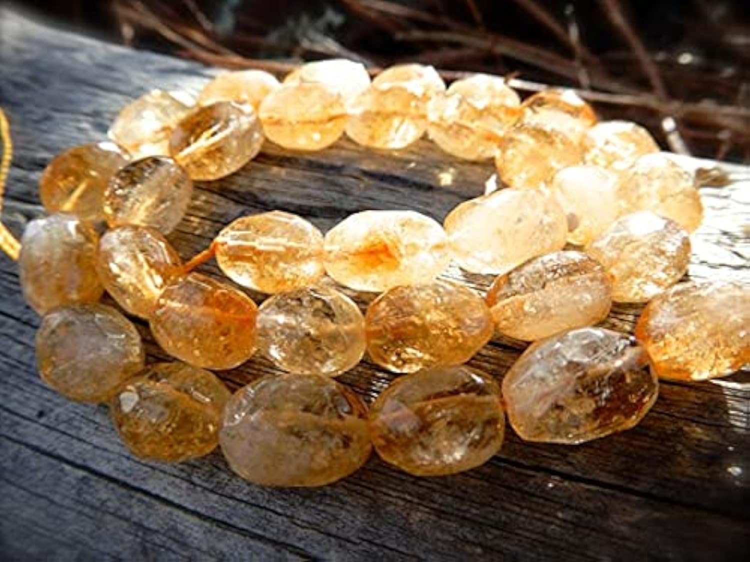 Citrine beads faceted oval nuggets 11mm X 9mm fil perles pierres