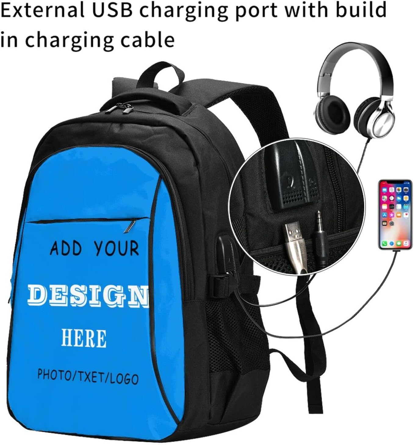 Generic Custom Backpack Personalized Laptop Backpack Customize Your Text Logo Photo Design For Men Women Camping Casual Travel Gift, A1124