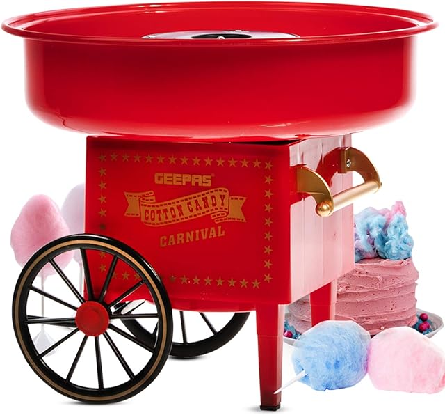 GEEPAS 500W Cotton Candy Maker for Birthdays, Parties and Celebrations  Easy to Use, Fun & Exciting to make Candy Floss Quickly, Simple Design - 2 Years Warranty