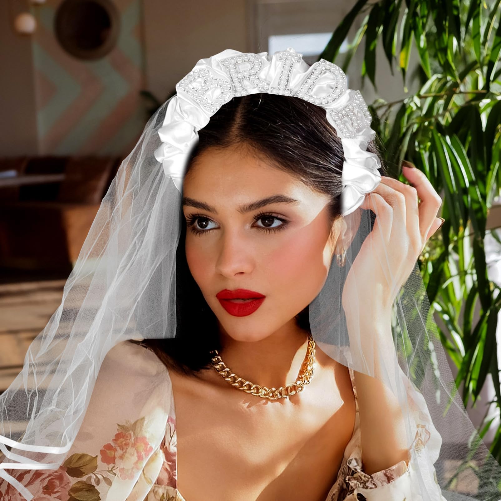 4 Stück Brautschleier Stirnband Hochzeit Dekoration trauzeugen trauzeugin Haarschmuck für Frauen Knotenstirnbänder für frauen Schleier-Stirnband-Netz