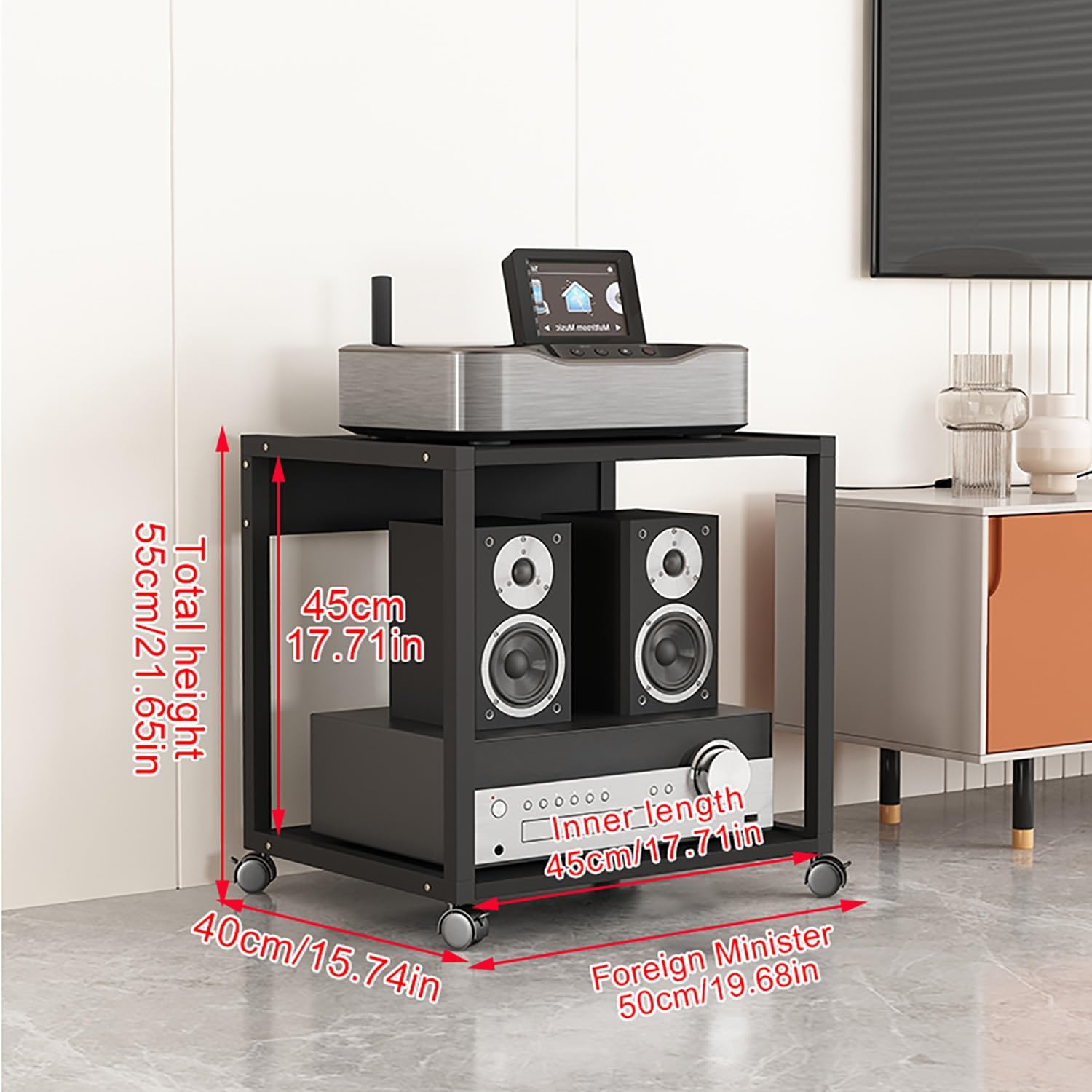 Nowoczesny stojak na nośniki z połowy wieku stojak audio wieża stereo i konsola do gier półka do przechowywania DVD AV, narożna jednostka stylowy uchwyt na płyty winylowe do domowej rozrywki