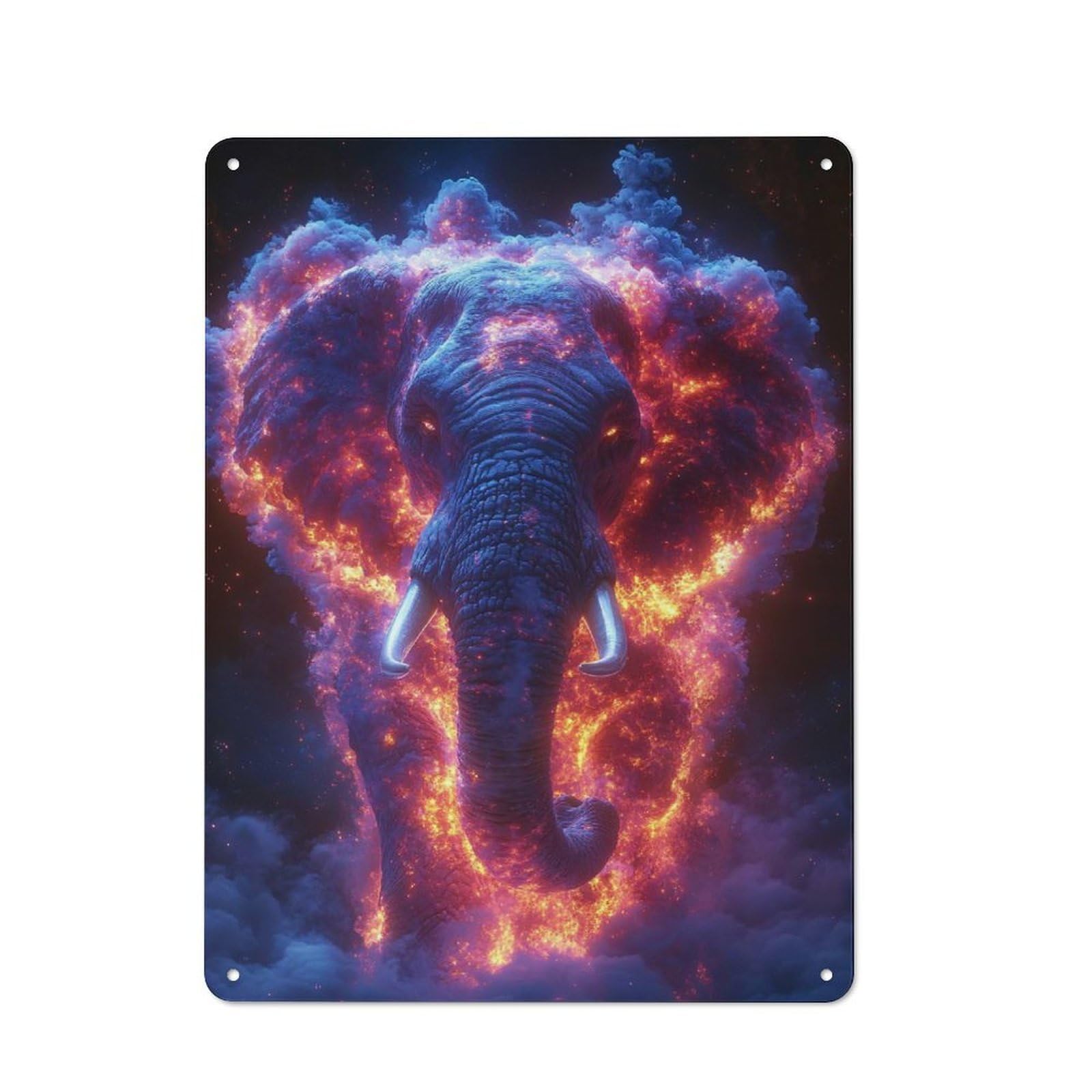 Junmoney Style-15 Fiery Elephant Nebula Rustic Tin Sign 40X30cm For Garden Room Or Summerhouse, For An Autumn Wall Display In Garden Room And Summerhouse