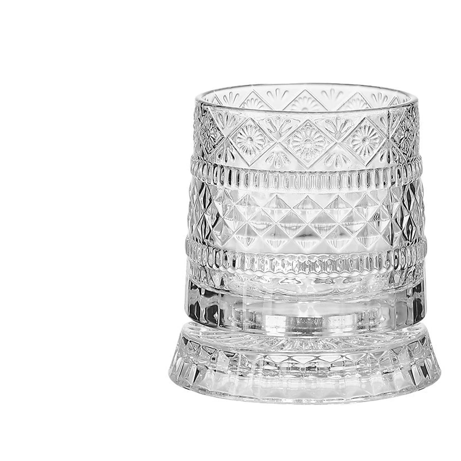 Spinning Whiskey Glasses, Rotating Crystal Glasses with Unique Embossed Bases Enhance the Taste and Add a Fun, Stress-relieving Element