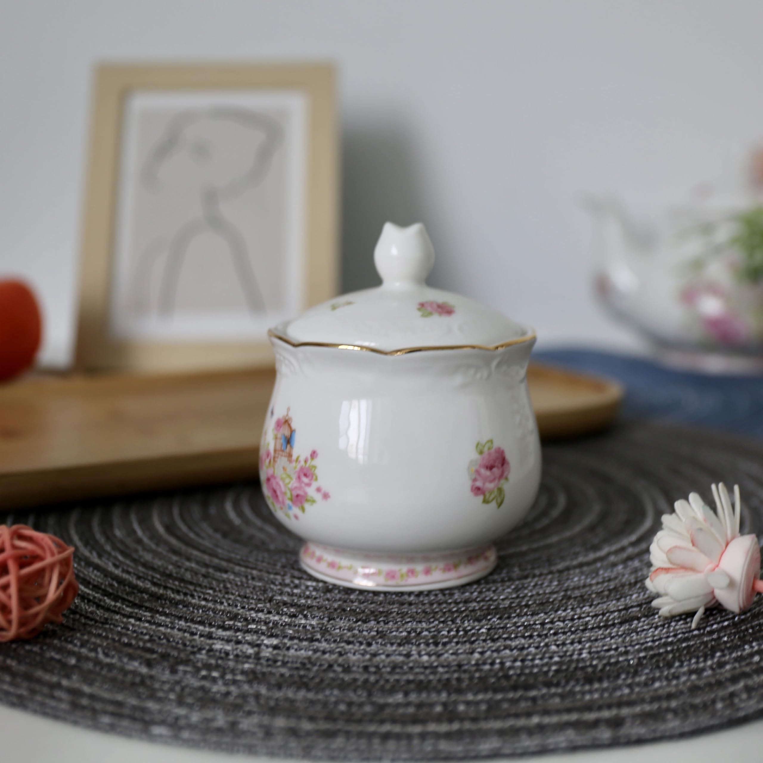 YBK Tech Pot à lait et sucrier en porcelaine anglaise pour dégustation de café