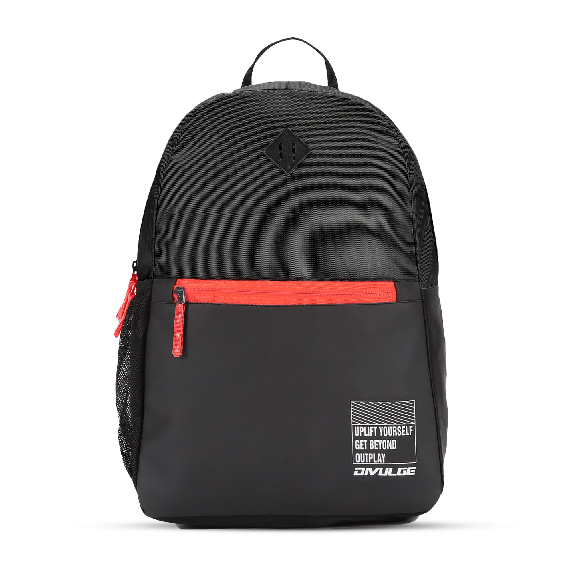 DIVULGE Coral 24 Liters Large Black Casual Backpack with Laptop sleeve, Front Pocket and Water Bottle Pouch (Black)-image-24