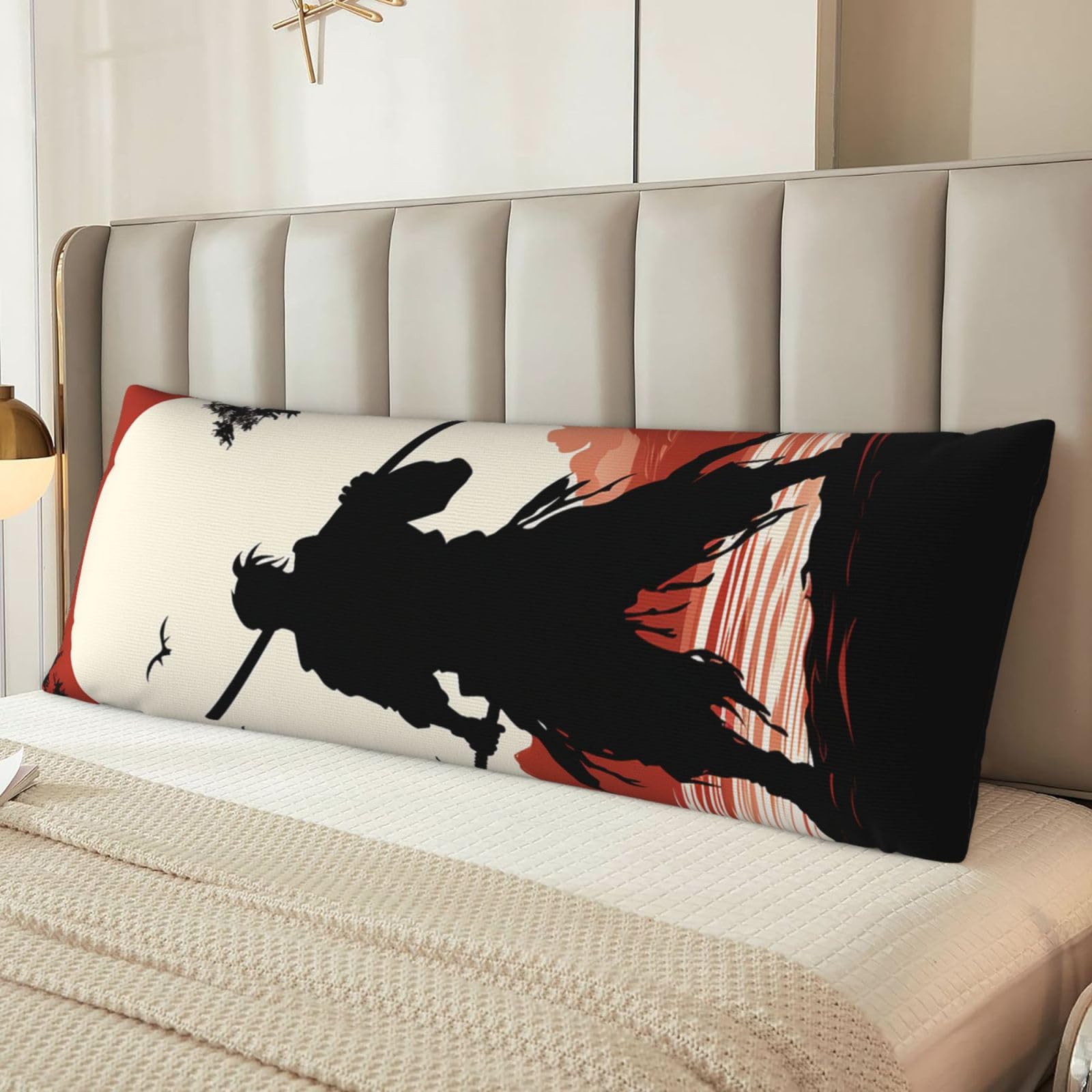 Fodpand Women's Black Samurai Body Pillow Cover 20X54 Inches Soft Microfiber Long Pillow Case For Sleeping & Side Sleepers Comfy Breathable Decorative Body Pillowcase Gifts For Men