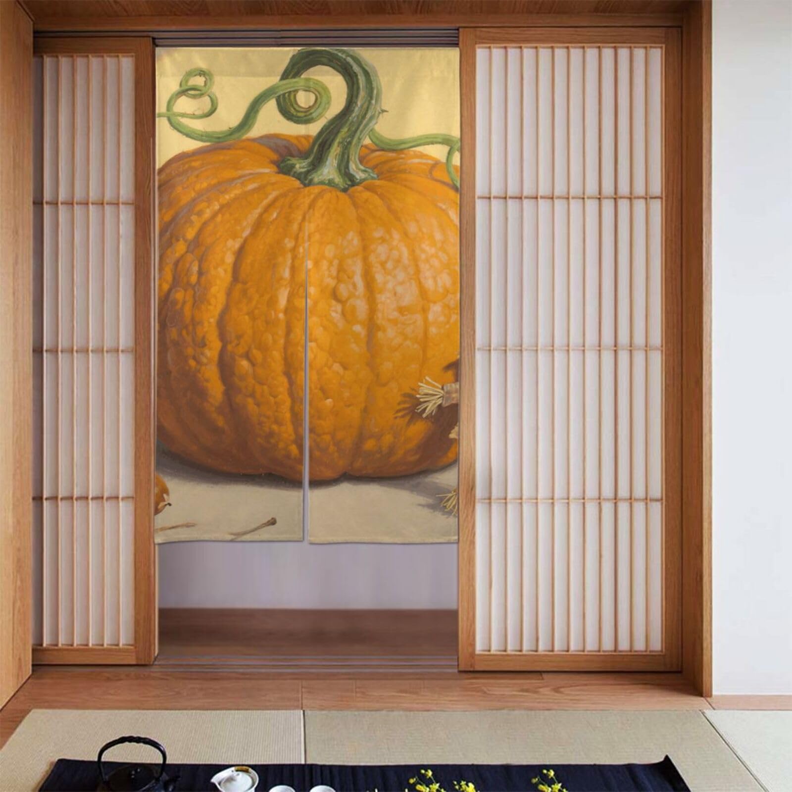 FekiLoot Pumpkin Door Curtain for Doorway Privac,Personalized Blackout Kitchen Curtains Window Treatment 2 Panel Door Curtain Tapestry Hanging Room Divider Home Decor 34"X 56"