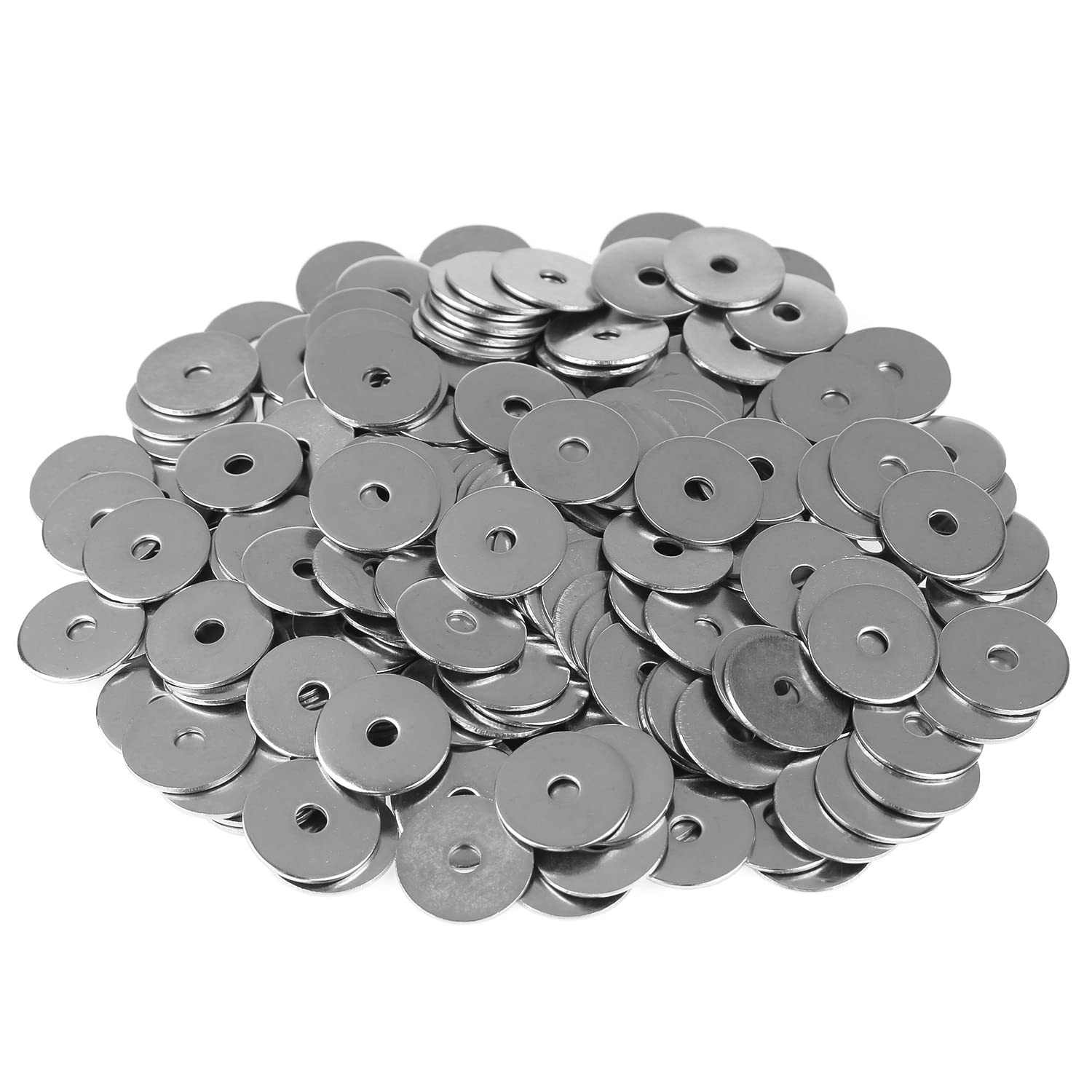 HELIFOUNER 100 Pieces M4x20x1.2mm Fender Washers, 304 Stainless Steel Large Fender Washers, Inner Diameter 4mm, Outer Diameter 20mm, Thickness 1.2mm