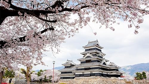 Miniatura 7 de Mural de pared con diseño de paisaje de Sakura del templo japonés, papel tapiz autoadhesivo extraíble, papel tapiz decorativo de pared grande de