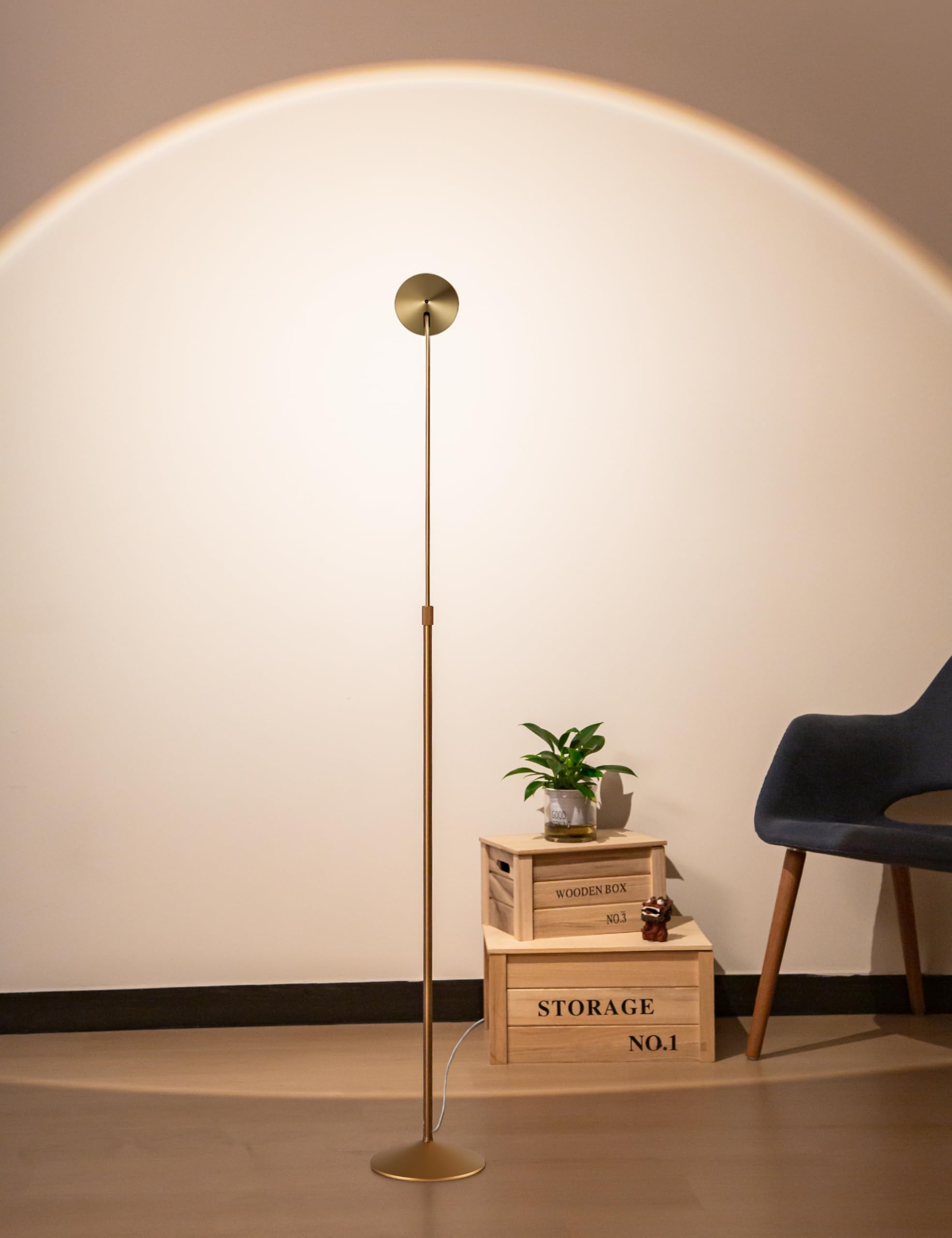 Tubicen Gold Floor Lamp, Flexible Up & Down Rotatable 150°, 3