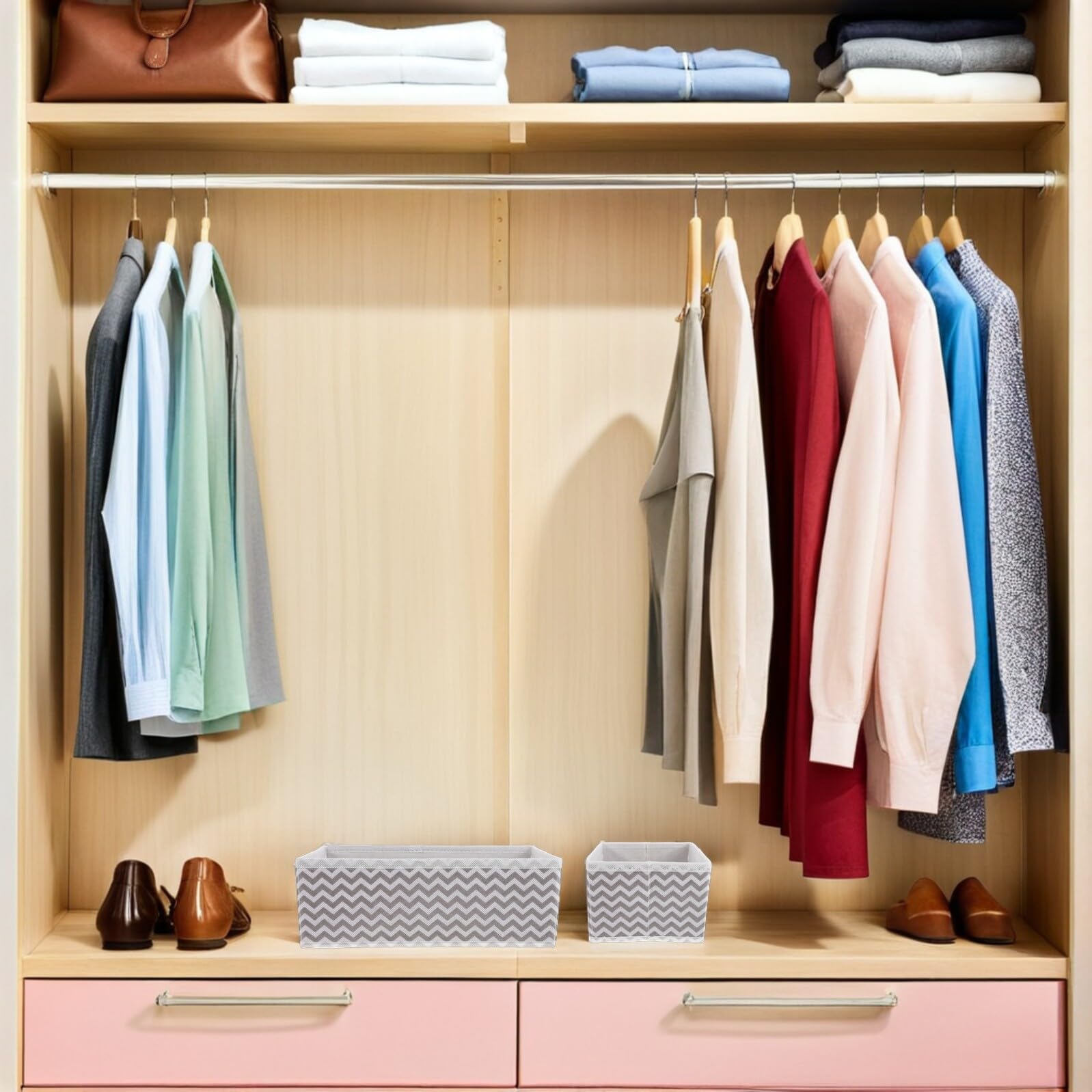 Set da 12 Organizer per Cassetti Pieghevoli Non Tessuto Contenitori per Biancheria Intima e Calzini Divisori per Guardaroba senza Coperchio Robusti e Stabili per Armadi e