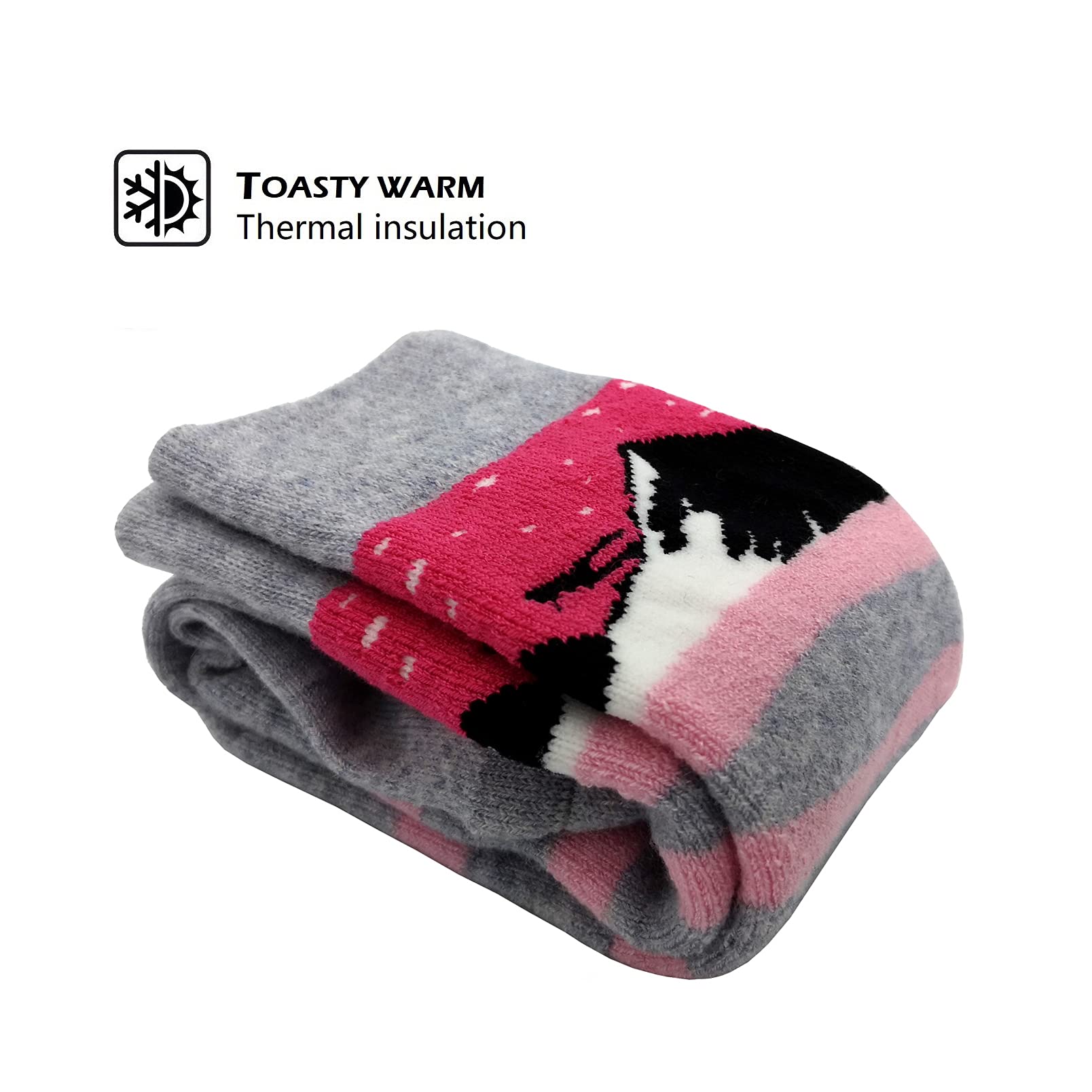 HIGHCAMP Lot de 2 paires de chaussettes de ski et de snowboard en laine mérinos pour enfant