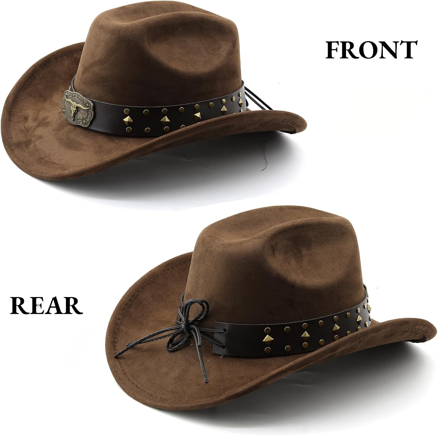LIDHAY Cowboy Hat for Women Men with Shapeable Wide Brim Western Suede Hat for Cowboys and Cowgirls