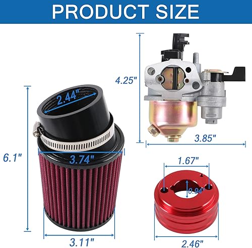 Vista 8 de Adaptador de filtro de aire de carburador mejorado de alto rendimiento para Coleman CT200U CT200U-EX BT200X GX160 Predator 212cc 196cc 6.5hp Motor