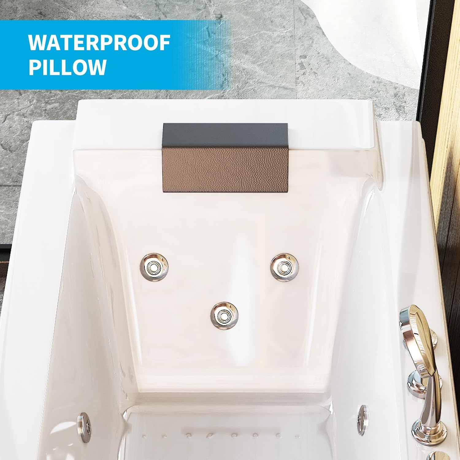 Whirlpool Bathtub, 59” Jetted Tub, Acrylic Hydro Massage Bathtub, SPA Bathtubl with Waterproof Pillow, Soaking Whirlpool Tub for Bathroom, Left Side
