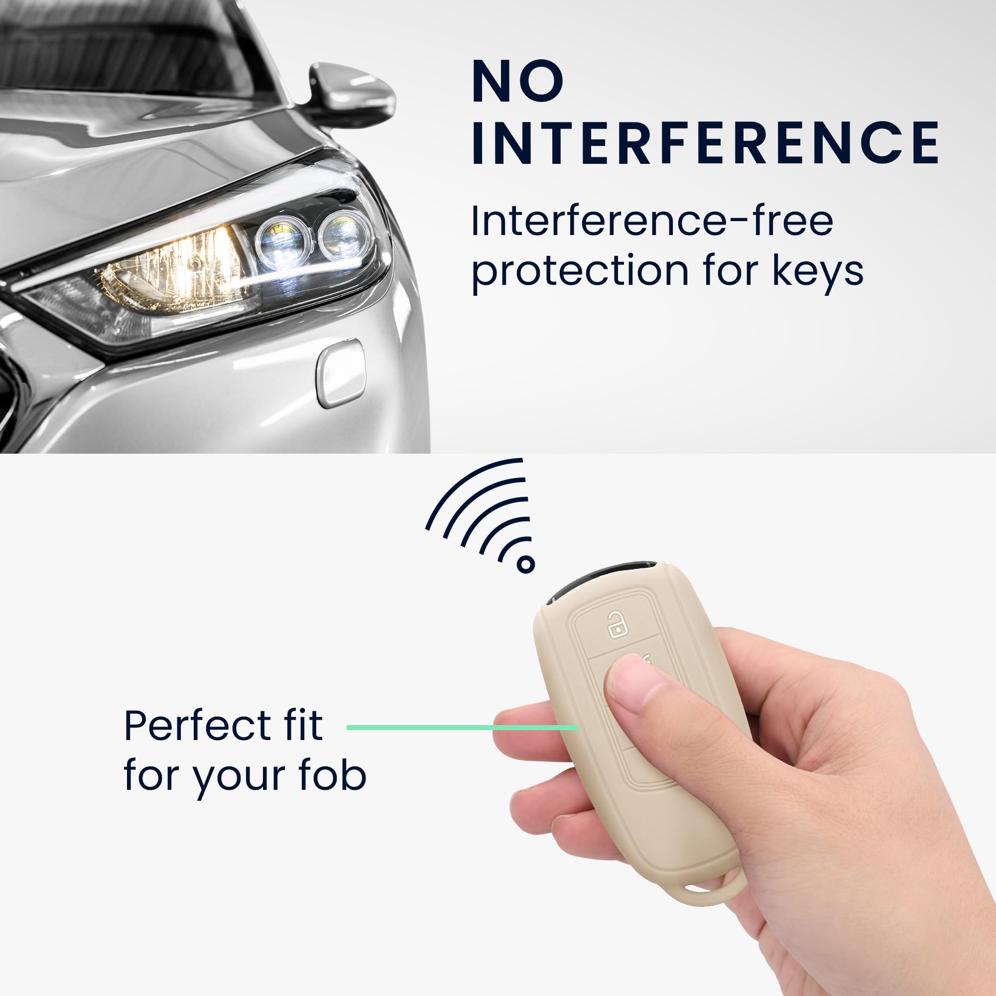 kwmobile Etui na kluczyk do Chery Omoda C5 / Jaecoo 7 / Tiggo 7 Pro 8 Pro / Arrizo 5 – silikonowe etui na kluczyk samochodowy – ochrona klucza w kolorze kremowym