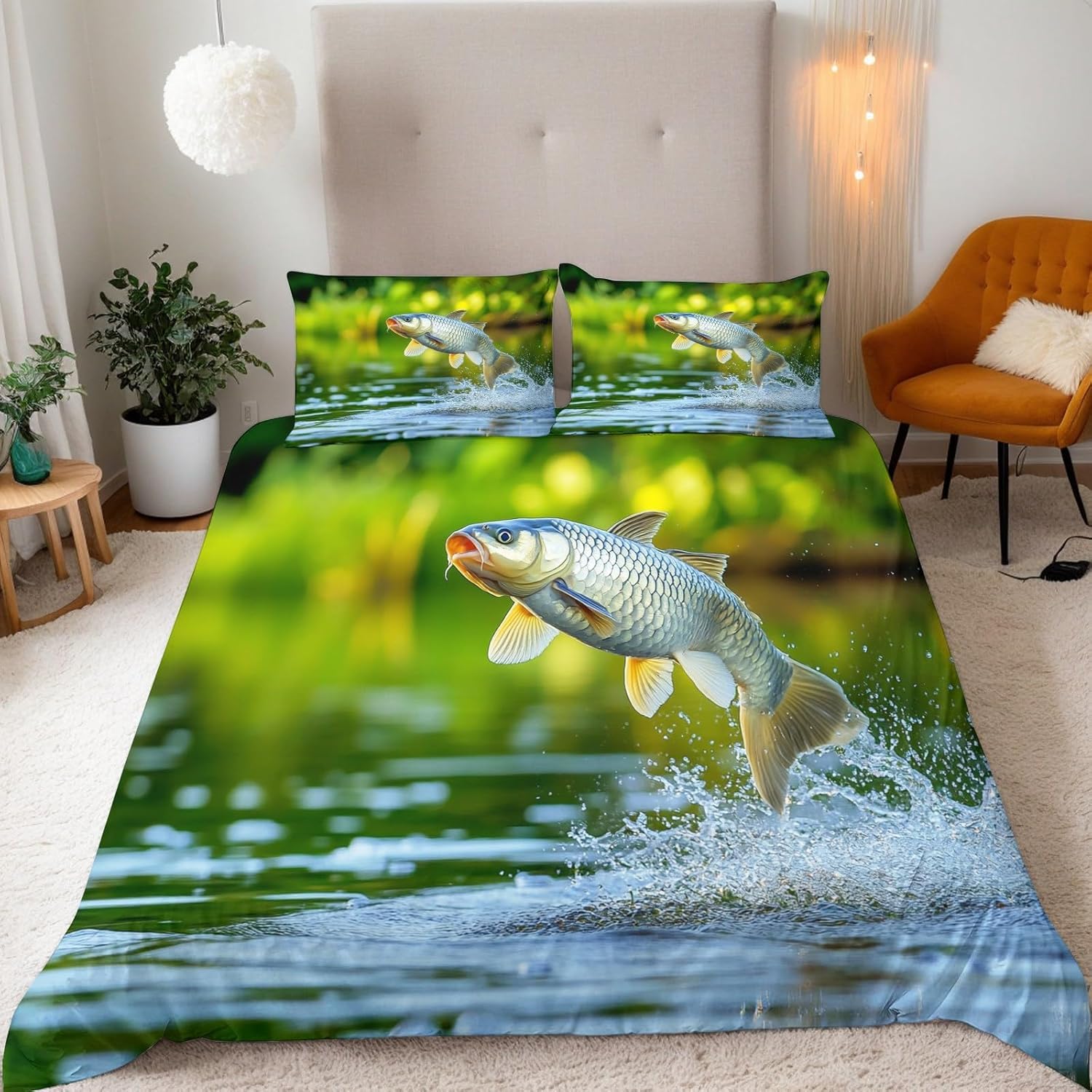 Komplet pościeli 220 x 240 cm, miękka pościel z mikrofibry, druk 3D, podwodna, 3-częściowy, poszwa na kołdrę z zamkiem błyskawicznym i 2 poszewki na poduszkę 80 x 80 cm, f.1008