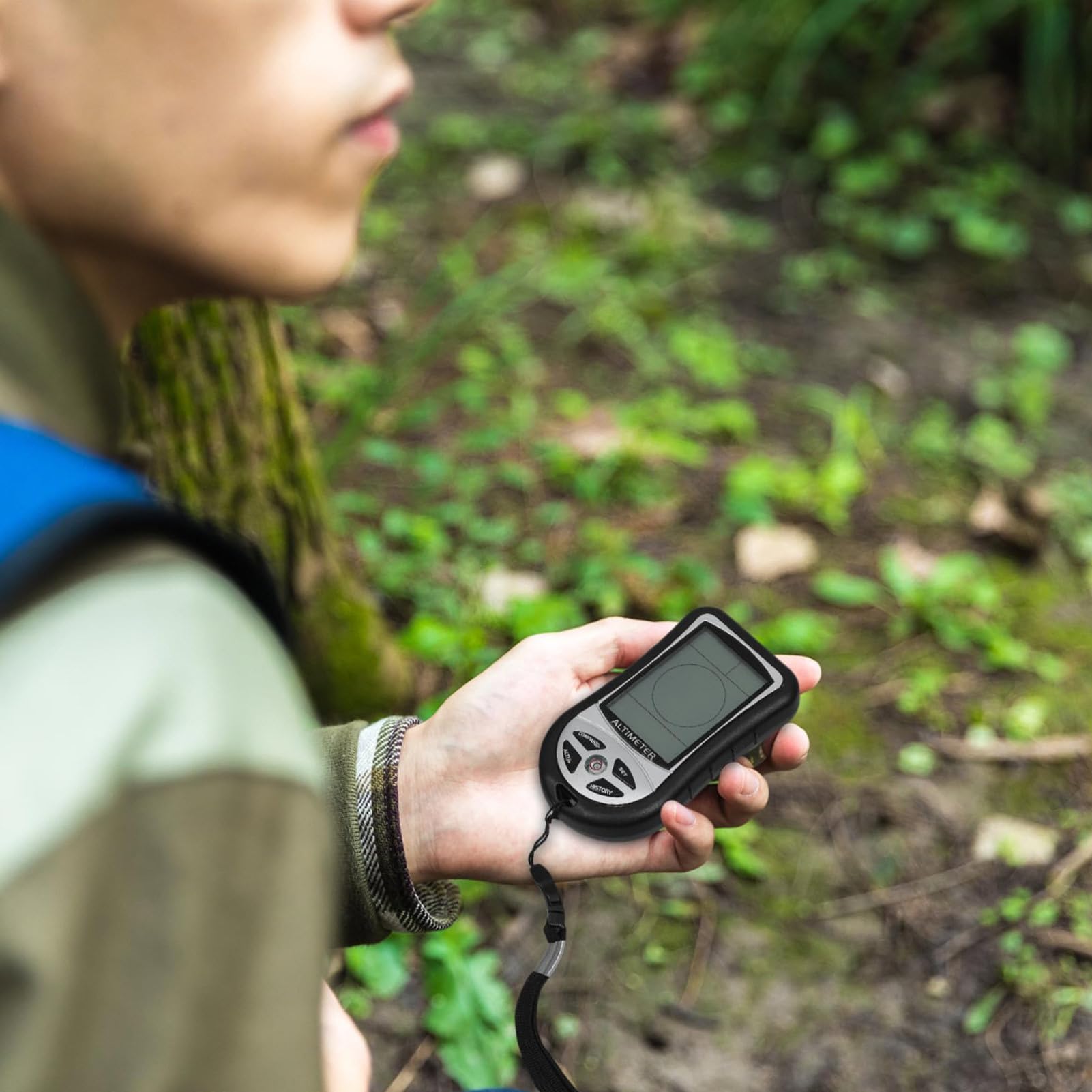 Altimètre électronique - Compteur d'altitude de randonnée à main, compasse numérique et jauge baromètre | Tracker météo extérieur avec horloge, capteur de température, affichage en rétroéclairage pour