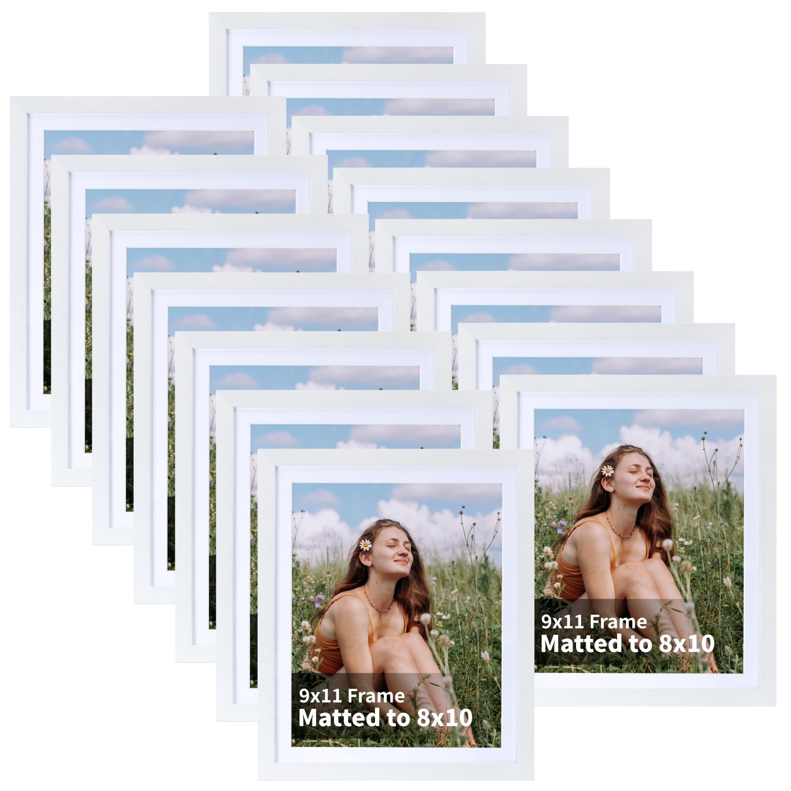 Cadres photo en MDF blanc lot de 15 pour affichage mural 20,3 x 25,4 cm