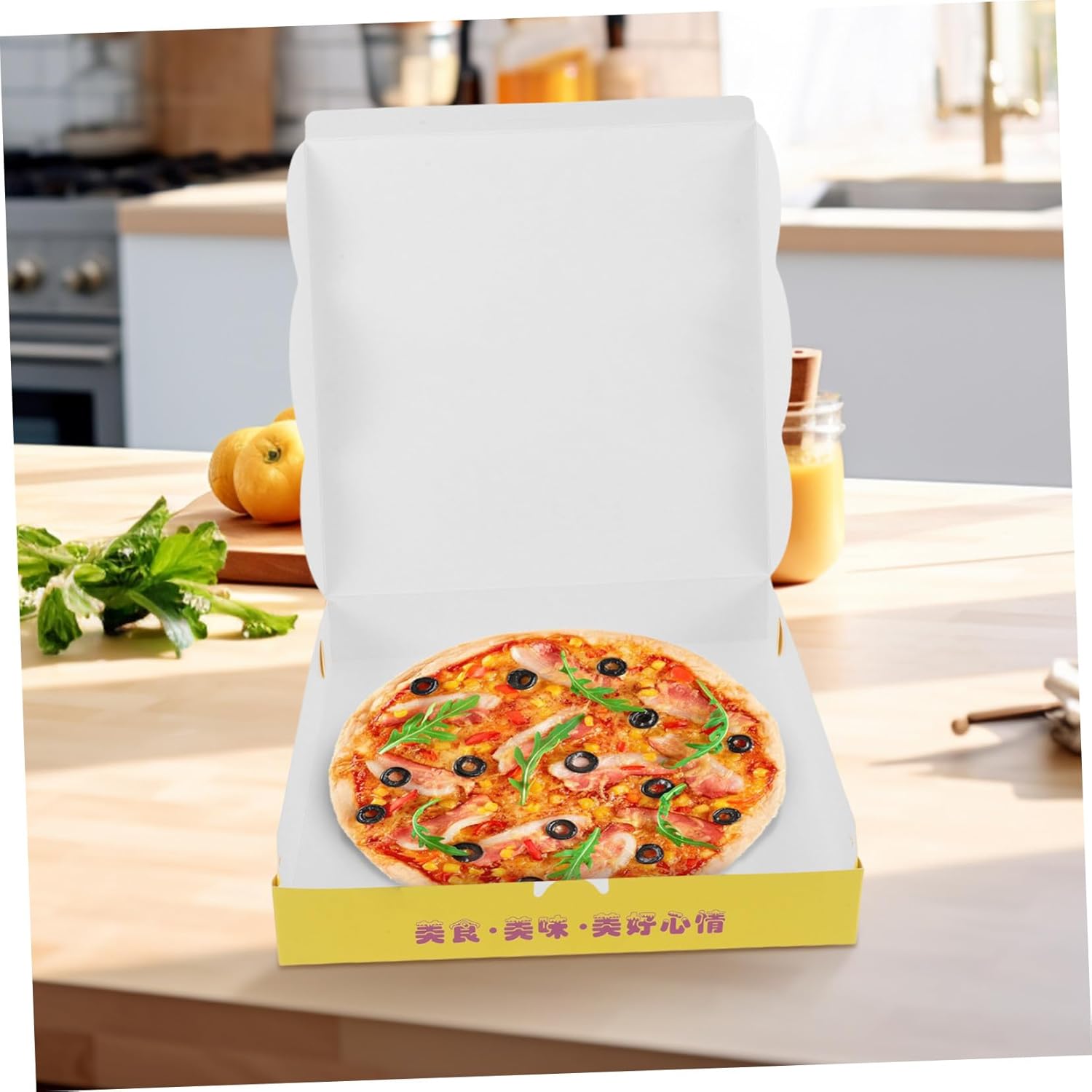 Luxshiny 40pcs 9-inch Disposable Pizza Boxes Cardboard Pie Packaging Containers Takeout Food Storage Boxes for Parties