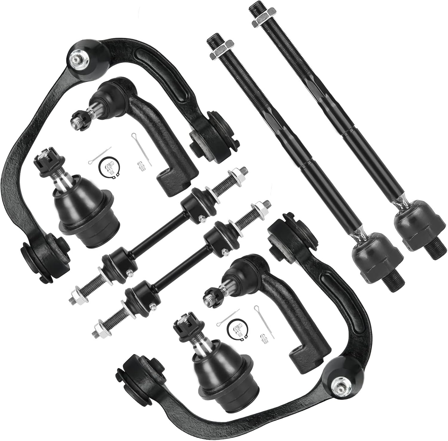 4WD Front Upper Control Arms w/Ball Joint Sway Bar Links Tie Rods Suspension Kit for 2009-2014 Ford F-150 [for 4WD; Excluding SVT Raptor Models] (10pc)