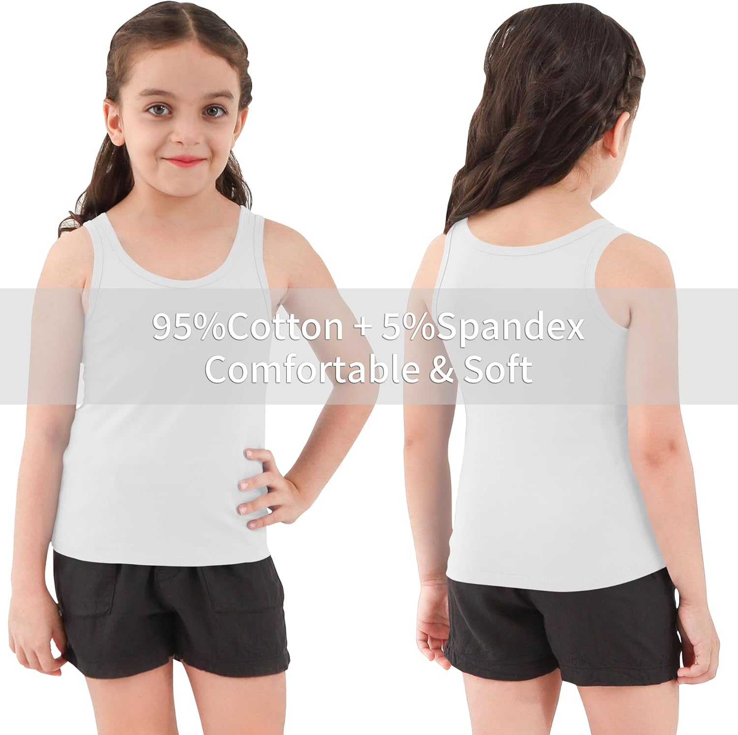 Dreammonkey Girls Tank Top - Soft Cotton Round Neck Sleeveless Stretch Undershirt for Kids 2T-14 Years - Image 4