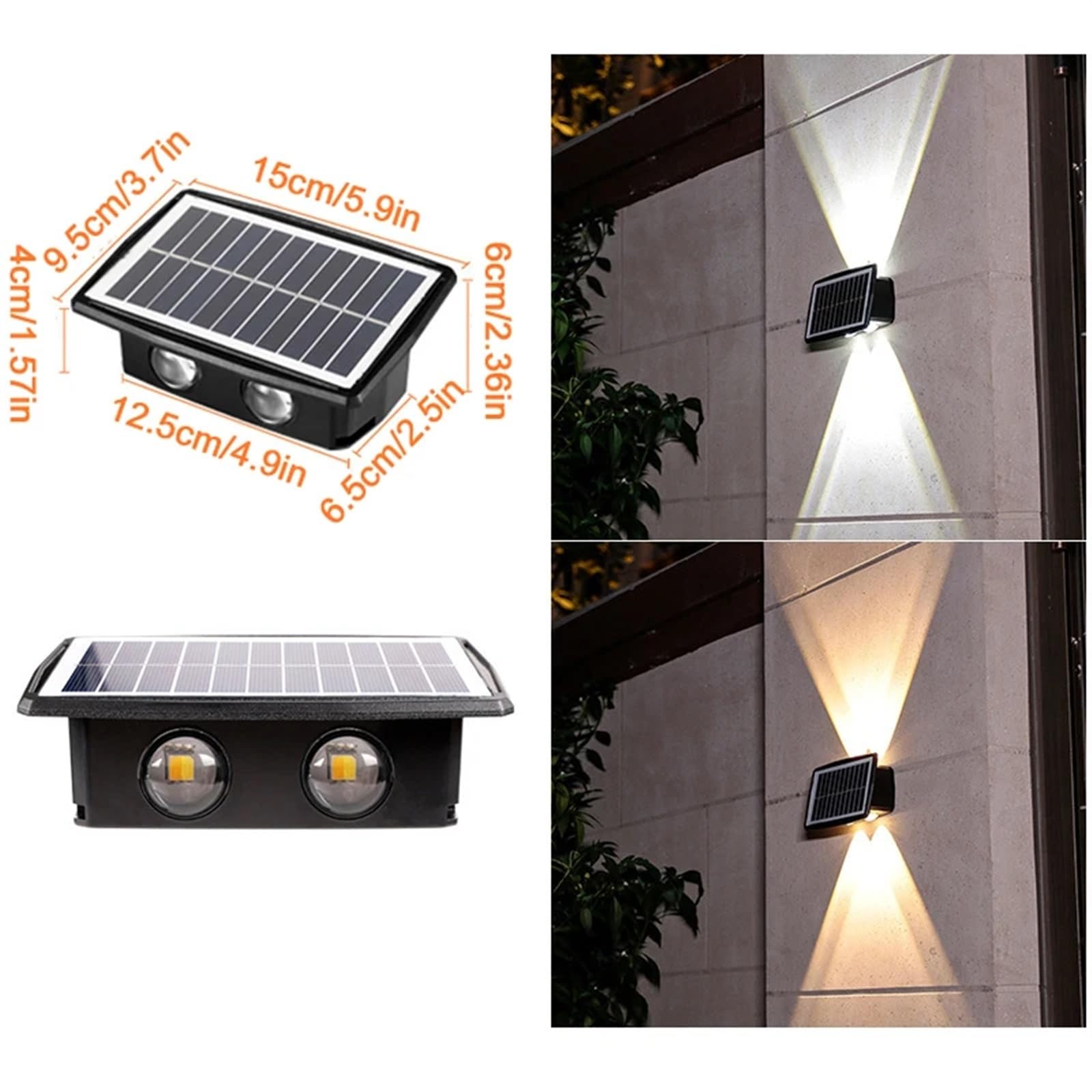 Zewnętrzna lampa solarna Led Lampa odblaskowa Wall Washer Potężna słoneczna lampa ścienna 1 sztuka, SAGESWA, 4led