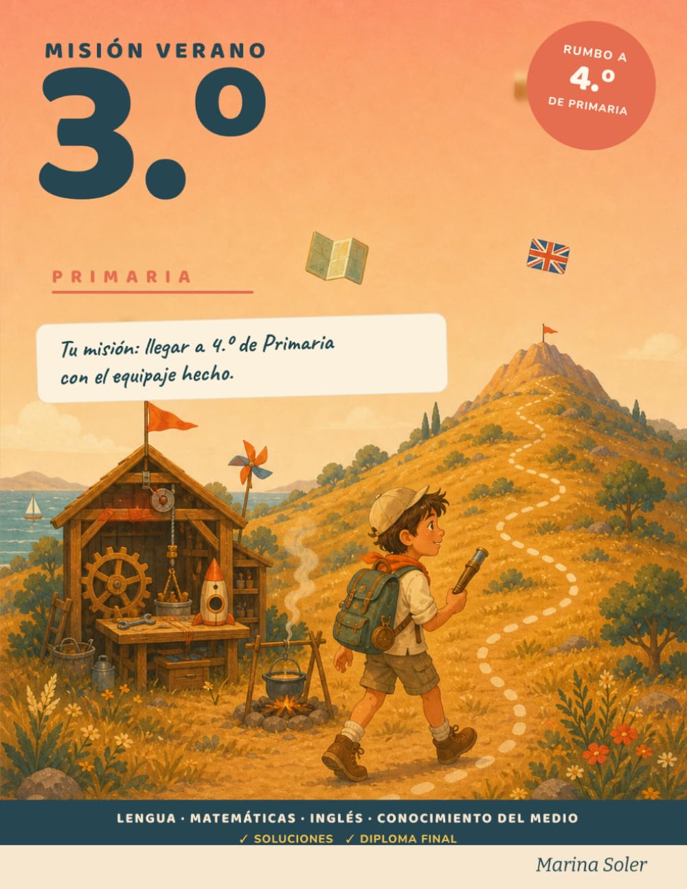 Misión Verano 3.º Primaria: Cuaderno de vacaciones para repasar 3.º de Primaria y preparar 4.º de Primaria. Lengua, Matemáticas, Inglés y Conocimiento del Medio. Con soluciones. 8-9 años