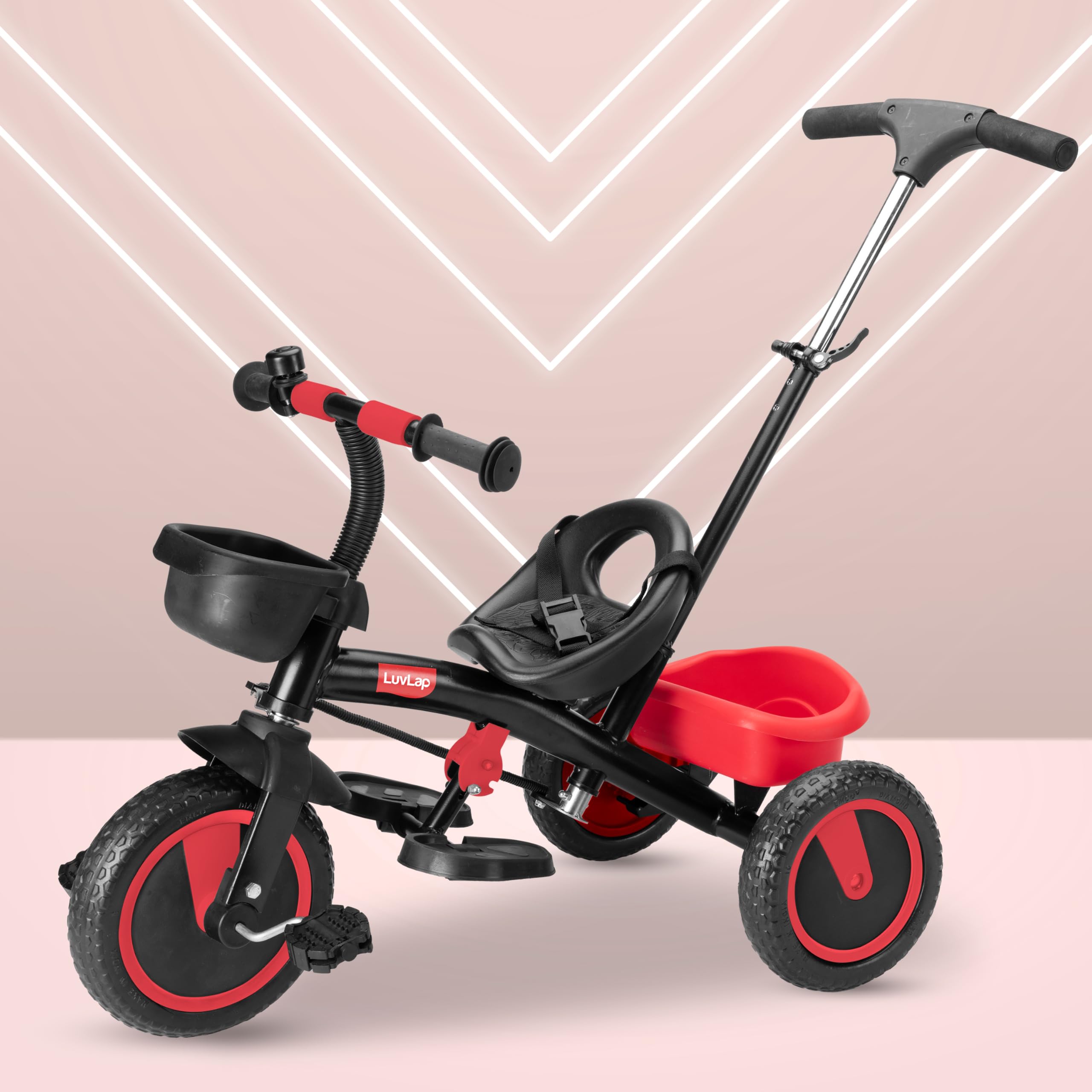 Luvlap Elegant Lite Kids Tricycle with Push Bar, Full Metal Frame & Anti-Slip Pedals, 1.5 to 5 Years, Carrying Capacity up to 25 Kg, Red (B0CJJW2F1H) Amazon Price History, Amazon Price Tracker