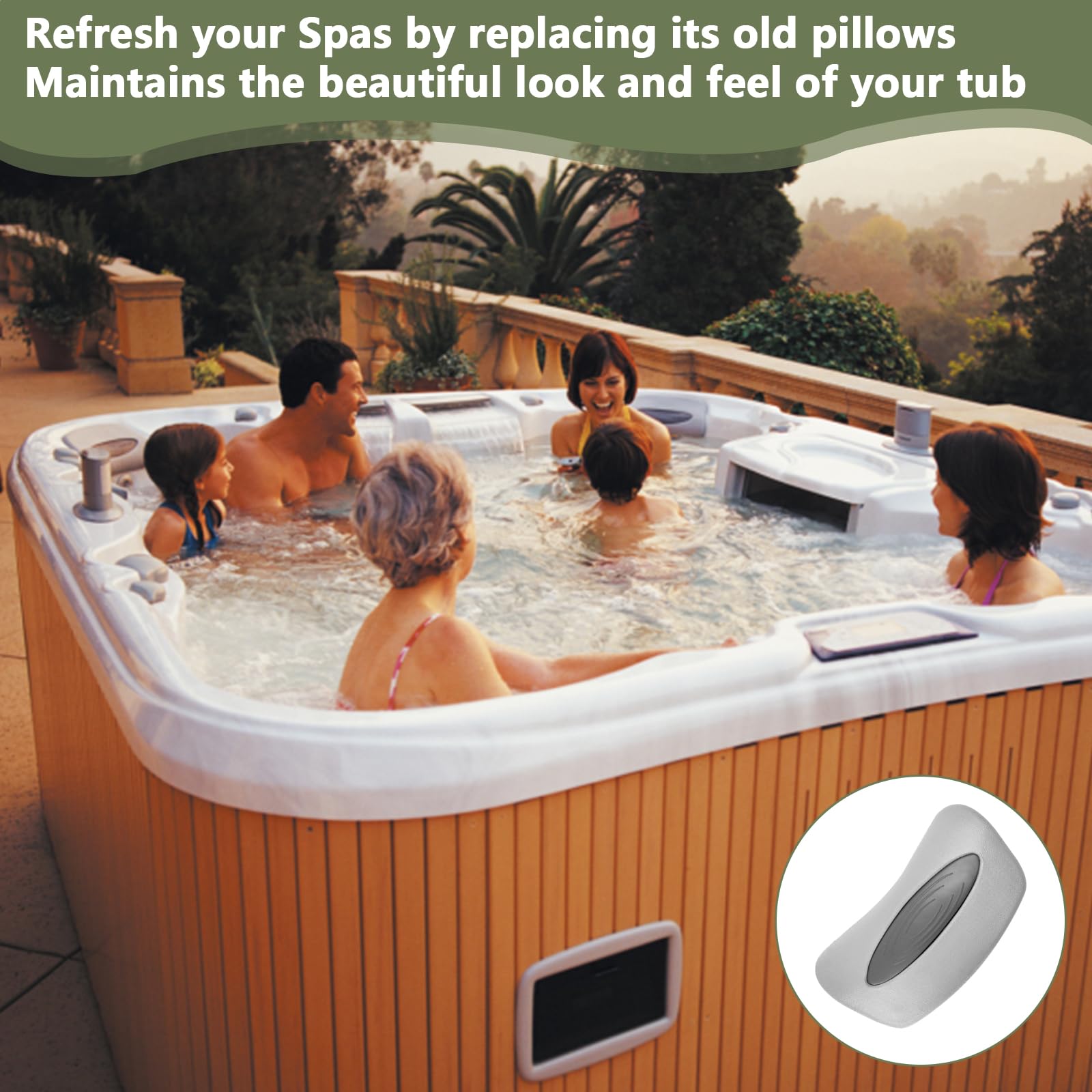 Paquete de 2 Almohadas de SPA 6472-960 de Repuesto para spas Sundance 850 y 880 Series (2001-2008), Almohada Exterior para reposacabezas de SPA de hidromasaje 6455-467 con Inserto 6455-482